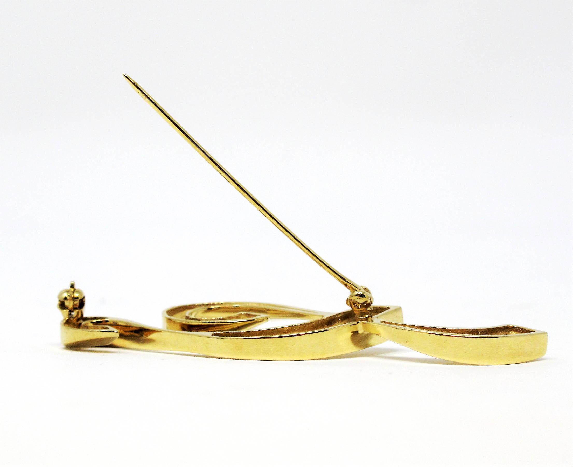 Paloma Picasso pour Tiffany & Co. Broche tourbillon en or jaune 18 carats avec 2 rubans en vente 2