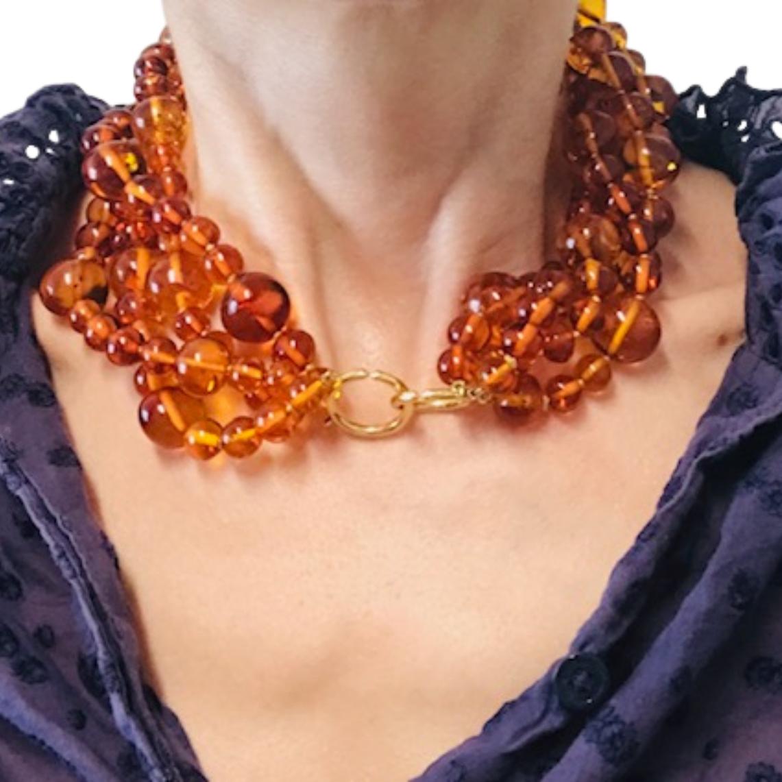 Paloma Picasso for Tiffany & Co. Amber Beads Gold Collar Necklace In Excellent Condition For Sale In Beverly Hills, CA