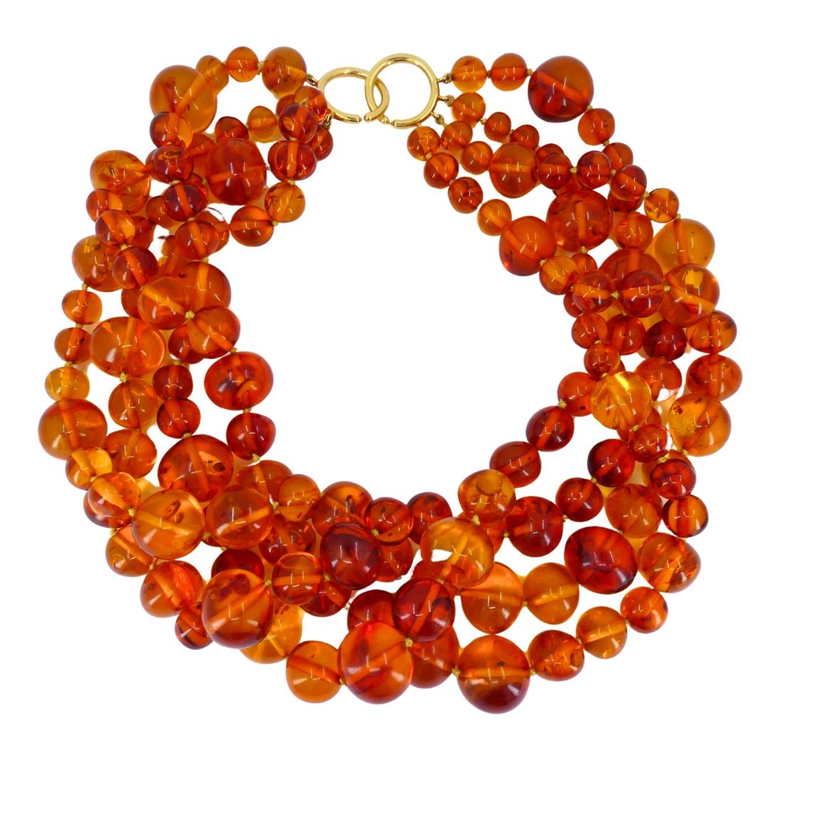 Women's Paloma Picasso for Tiffany & Co. Amber Beads Gold Collar Necklace For Sale