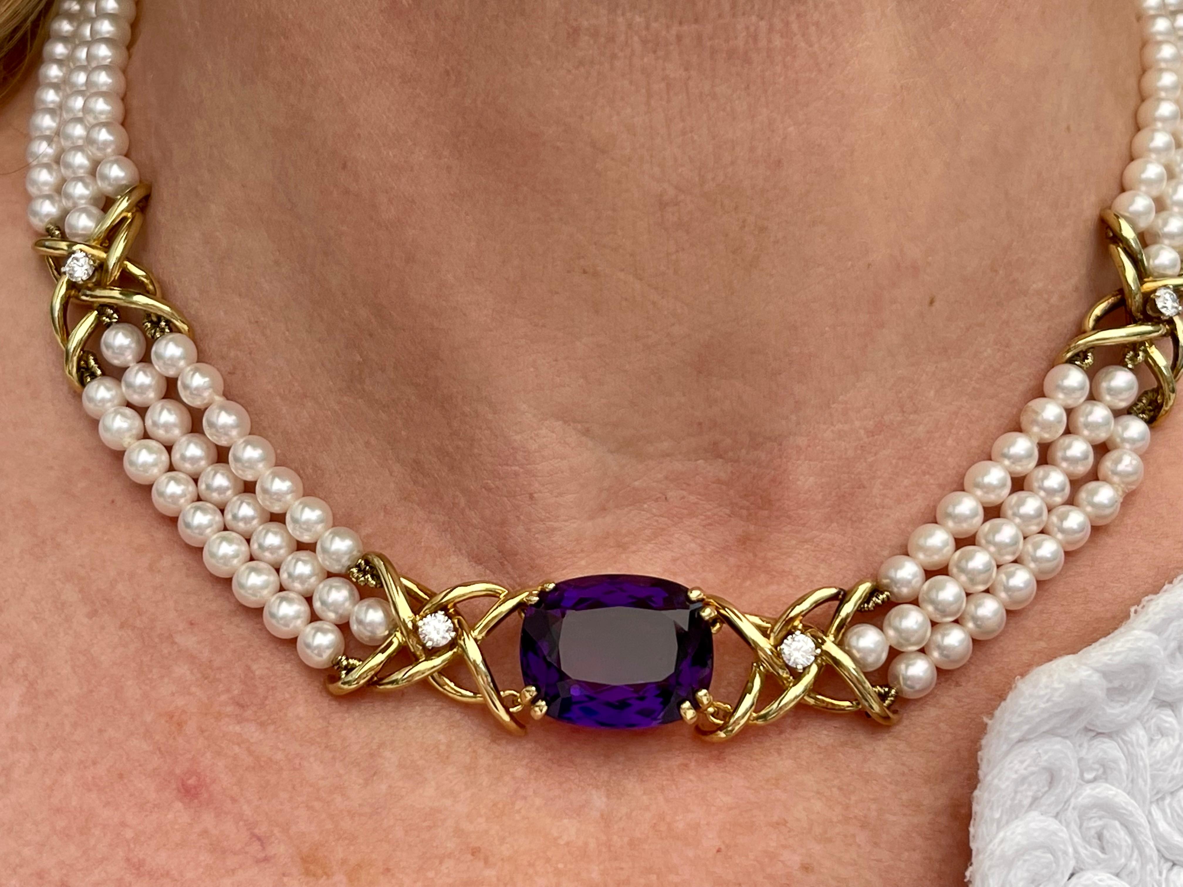 Paloma Picasso for Tiffany & Co. Amethyst-Diamond and Pearl Choker Necklace 1