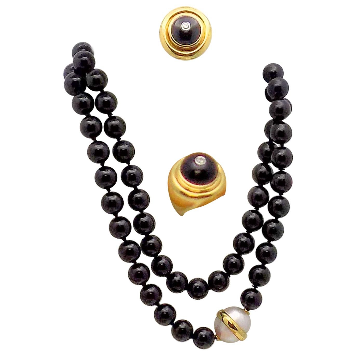 Paloma Picasso for Tiffany & Co. Black Onyx, Diamond and Mabé Pearl Suite For Sale