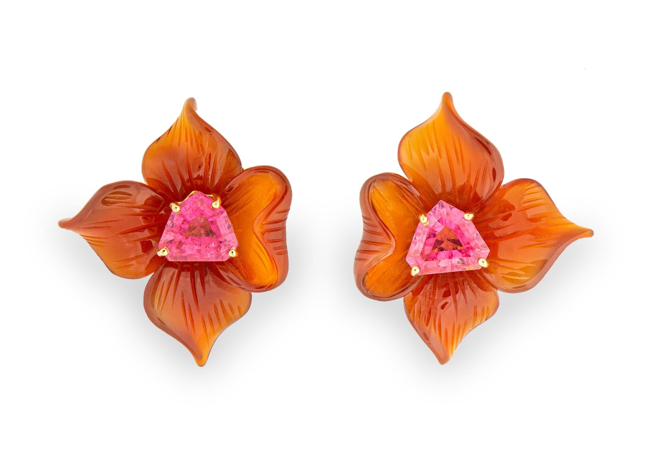 Contemporary Paloma Picasso for Tiffany & Co. Carved Carnelian and Tourmaline Earrings