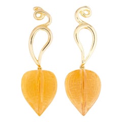 Retro Paloma Picasso for Tiffany & Co. Carved Citrine and Gold Earrings