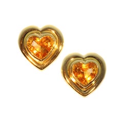 Paloma Picasso for Tiffany & Co. Citrine 18 Karat Gold Heart Clip on Earrings
