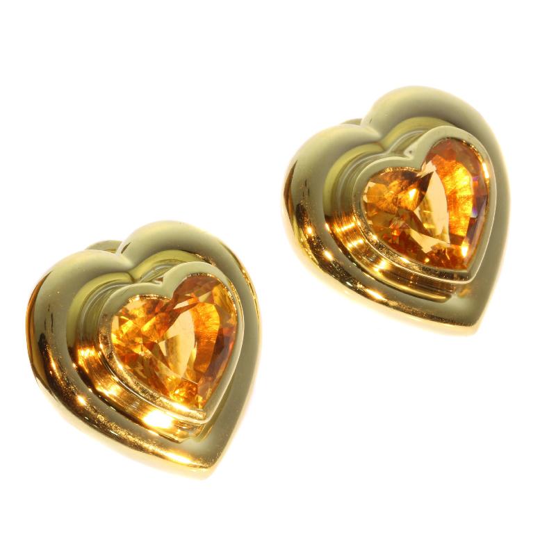 Modern Paloma Picasso for Tiffany & Co. Citrine 18 Karat Gold Heart Clip on Earrings For Sale