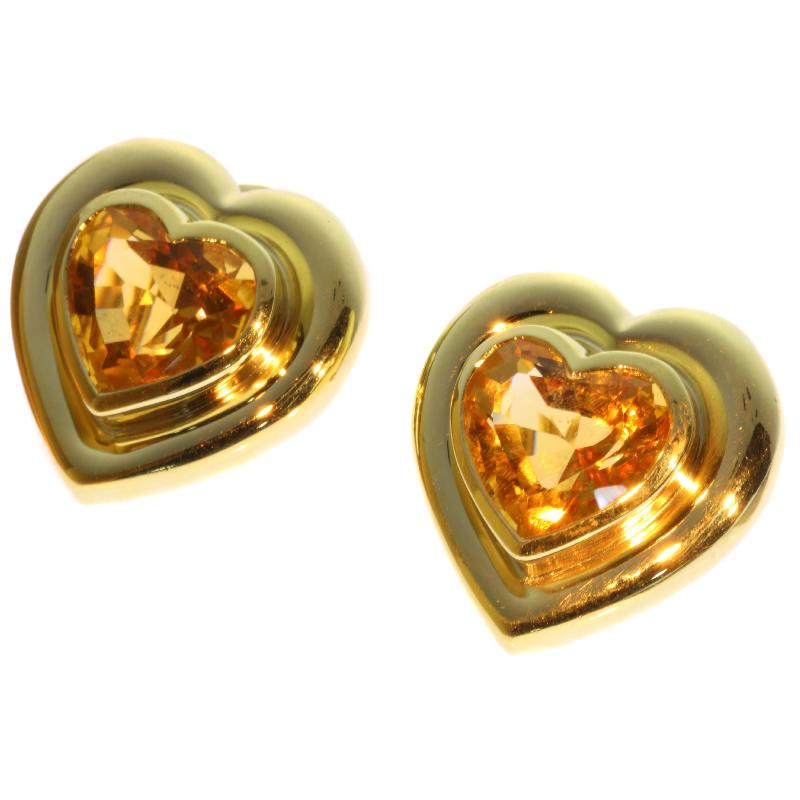 Women's Paloma Picasso for Tiffany & Co. Citrine 18 Karat Gold Heart Clip on Earrings For Sale