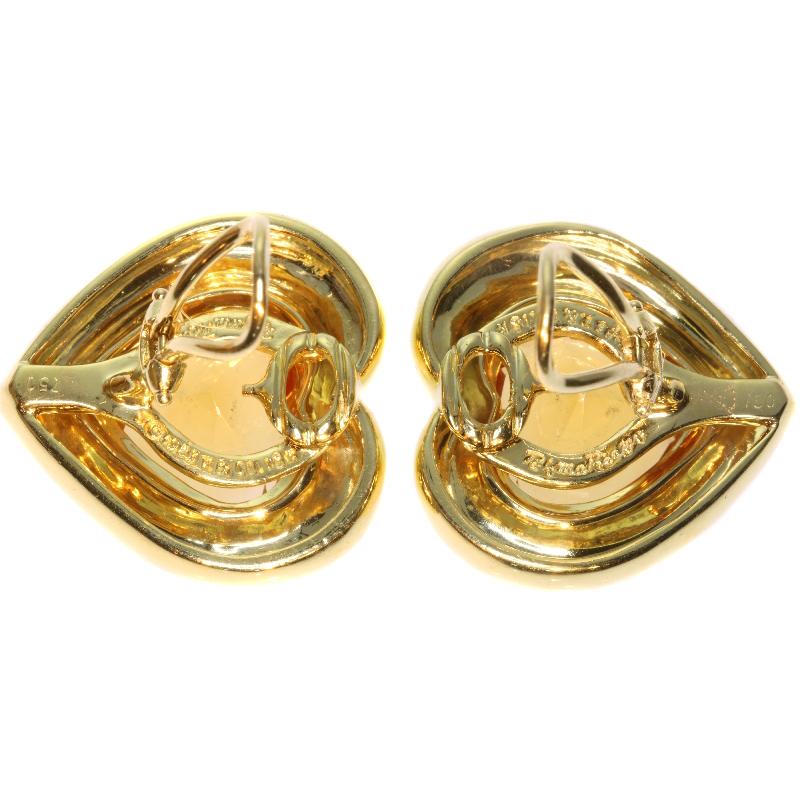 Paloma Picasso for Tiffany & Co. Citrine 18 Karat Gold Heart Clip on Earrings For Sale 1