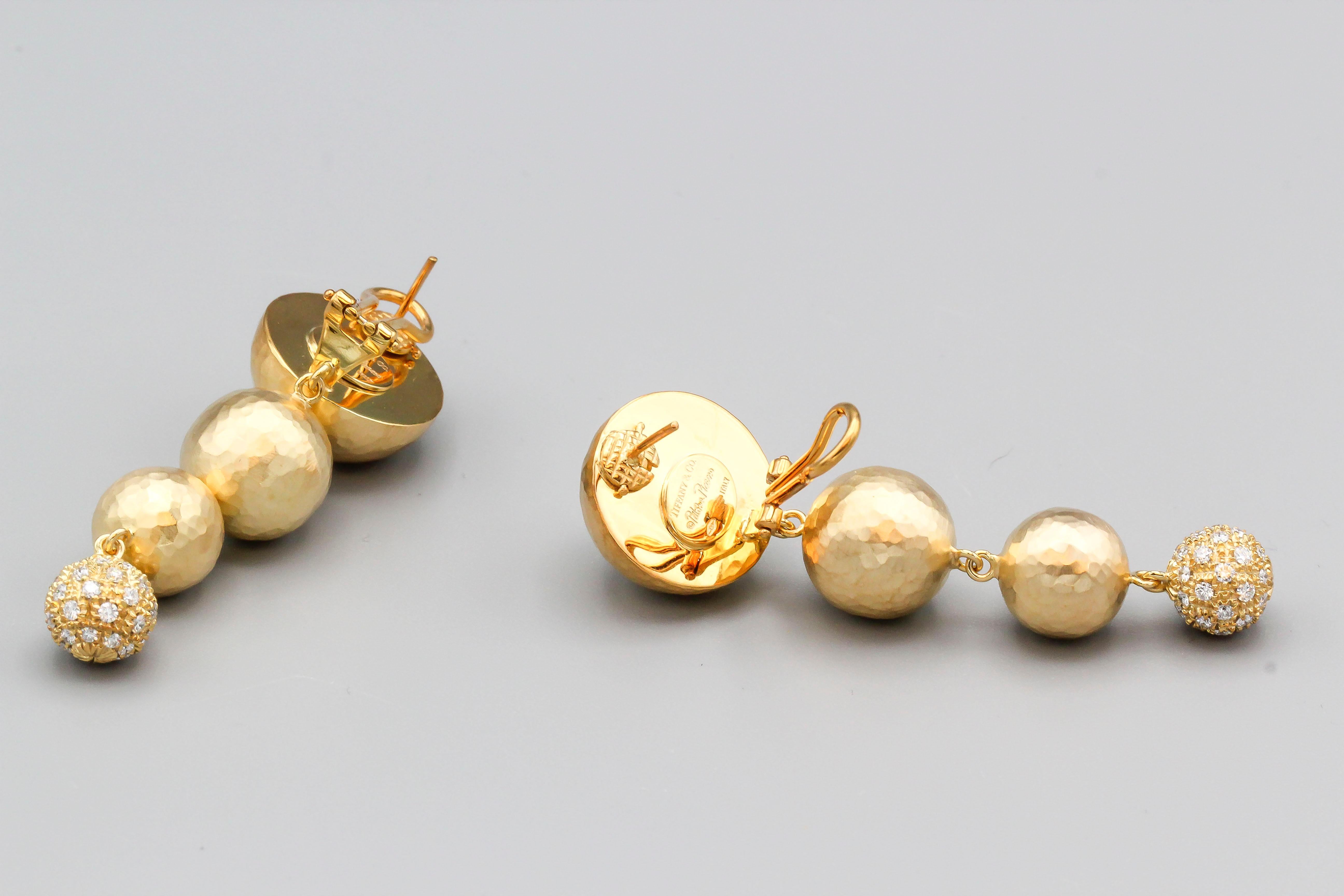 Paloma Picasso for Tiffany & Co. Diamond 18 Karat Gold Planets Earclips In Excellent Condition In New York, NY