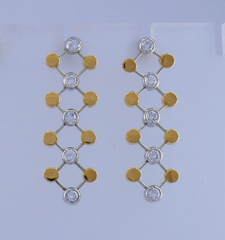 Paloma Picasso for Tiffany & Co. Diamond Drop Gold Platinum Earrings In Excellent Condition For Sale In Beverly Hills, CA
