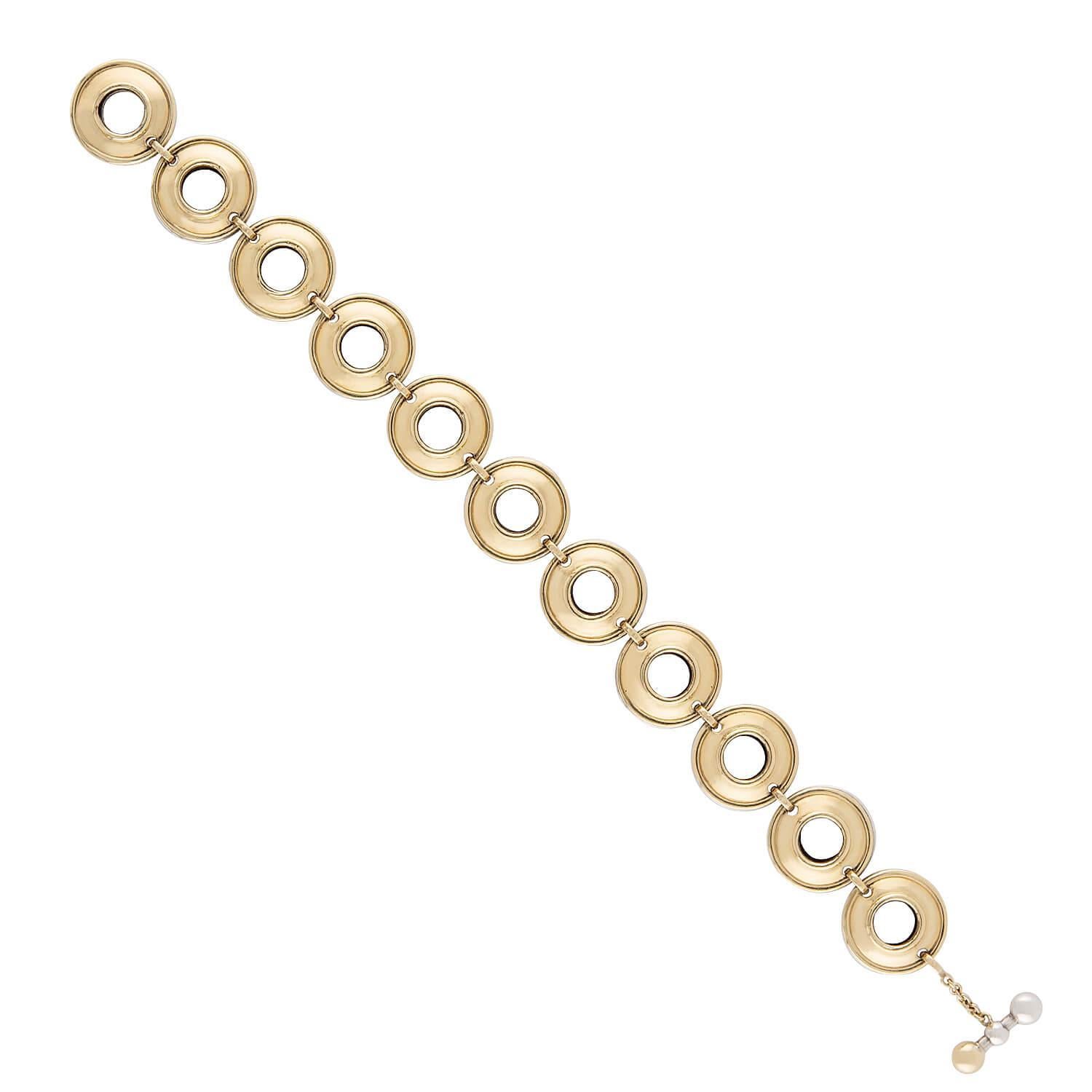 Modern PALOMA PICASSO for TIFFANY & CO. Estate 18k/Sterling Silver Disc Bracelet For Sale