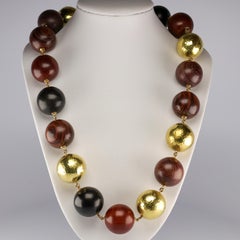 Paloma Picasso for Tiffany & Co. Exotic Wood and Hammered Gold Bead Necklace