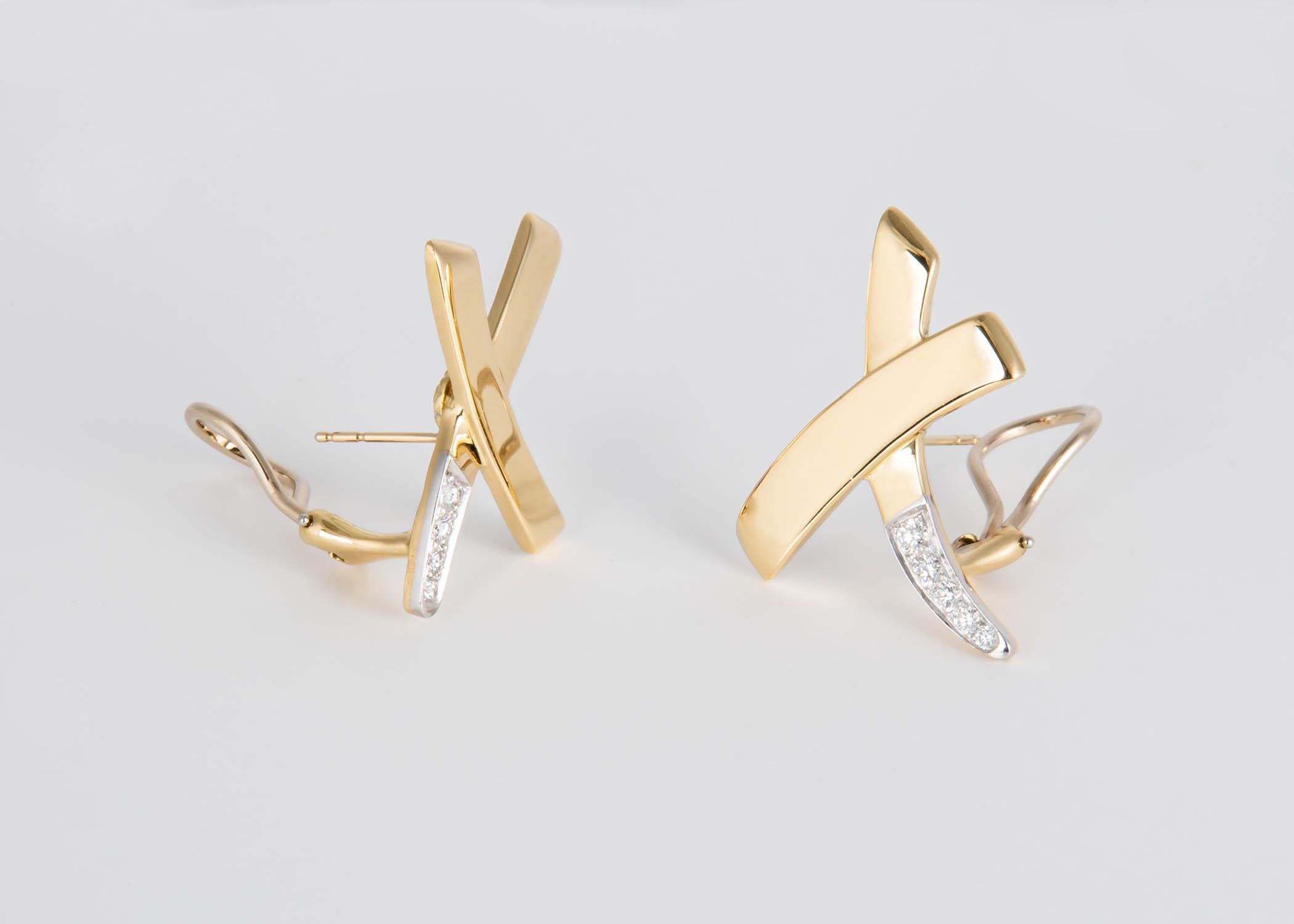 Contemporary Paloma Picasso for Tiffany & Co. Gold and Diamond X Earrings