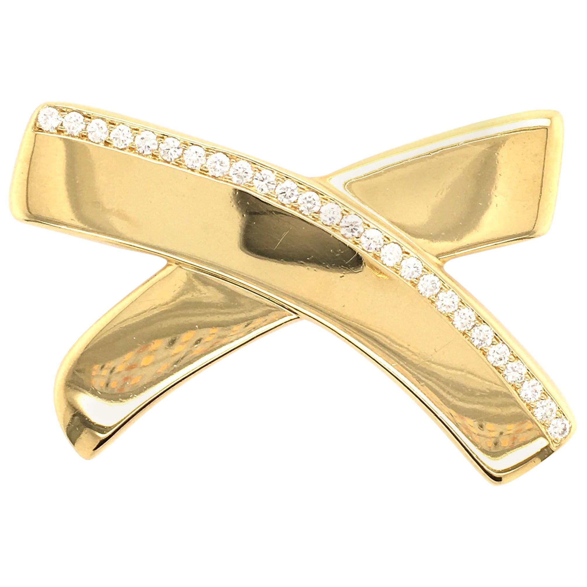 Paloma Picasso for Tiffany & Co., Gold and Diamond X Motif Brooch