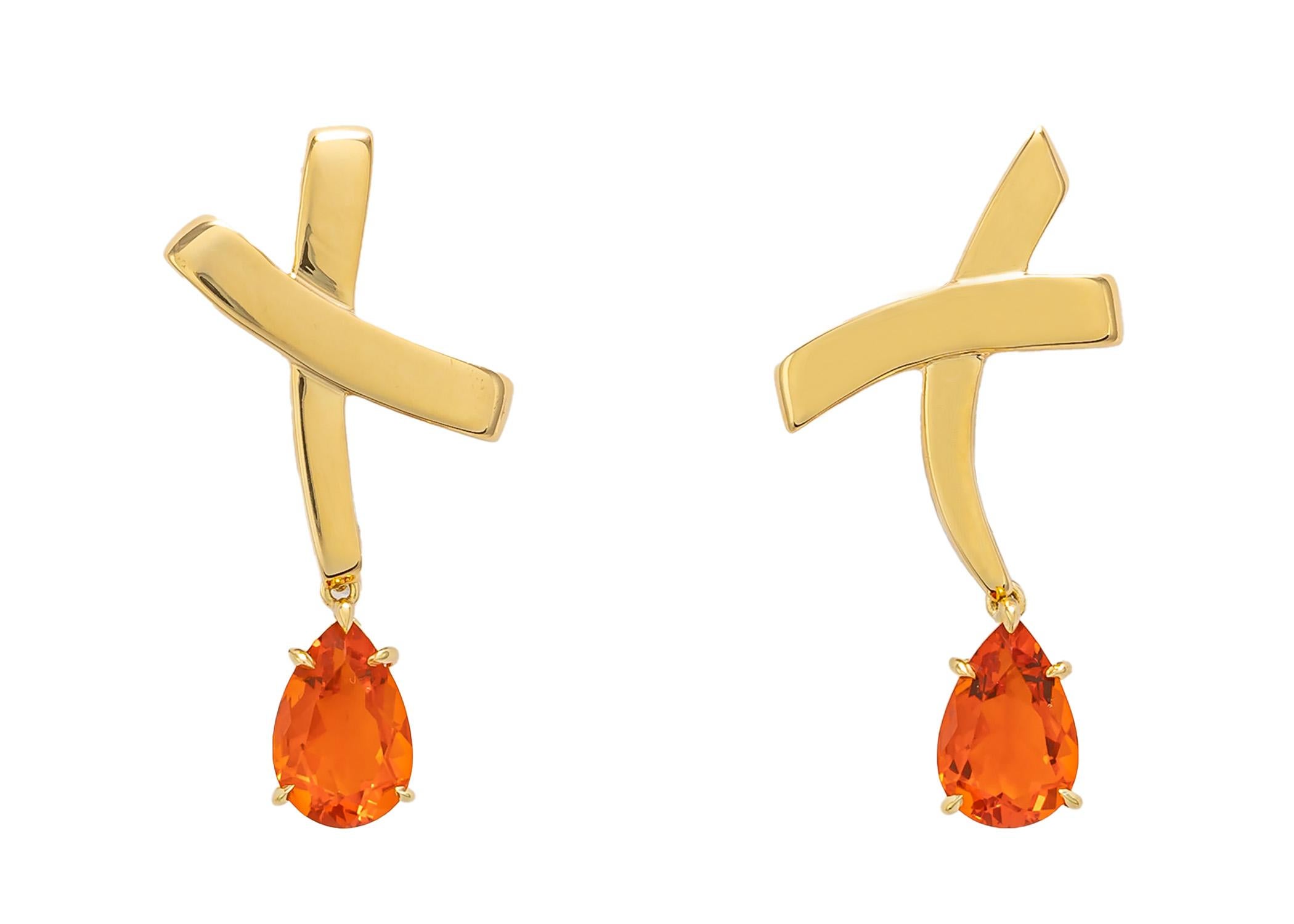 Contemporary Paloma Picasso for Tiffany & Co. Gold and Fire Opal Earrings For Sale