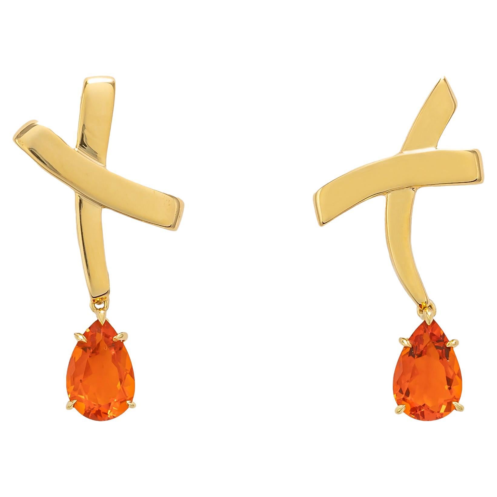 Paloma Picasso for Tiffany & Co. Gold and Fire Opal Earrings For Sale