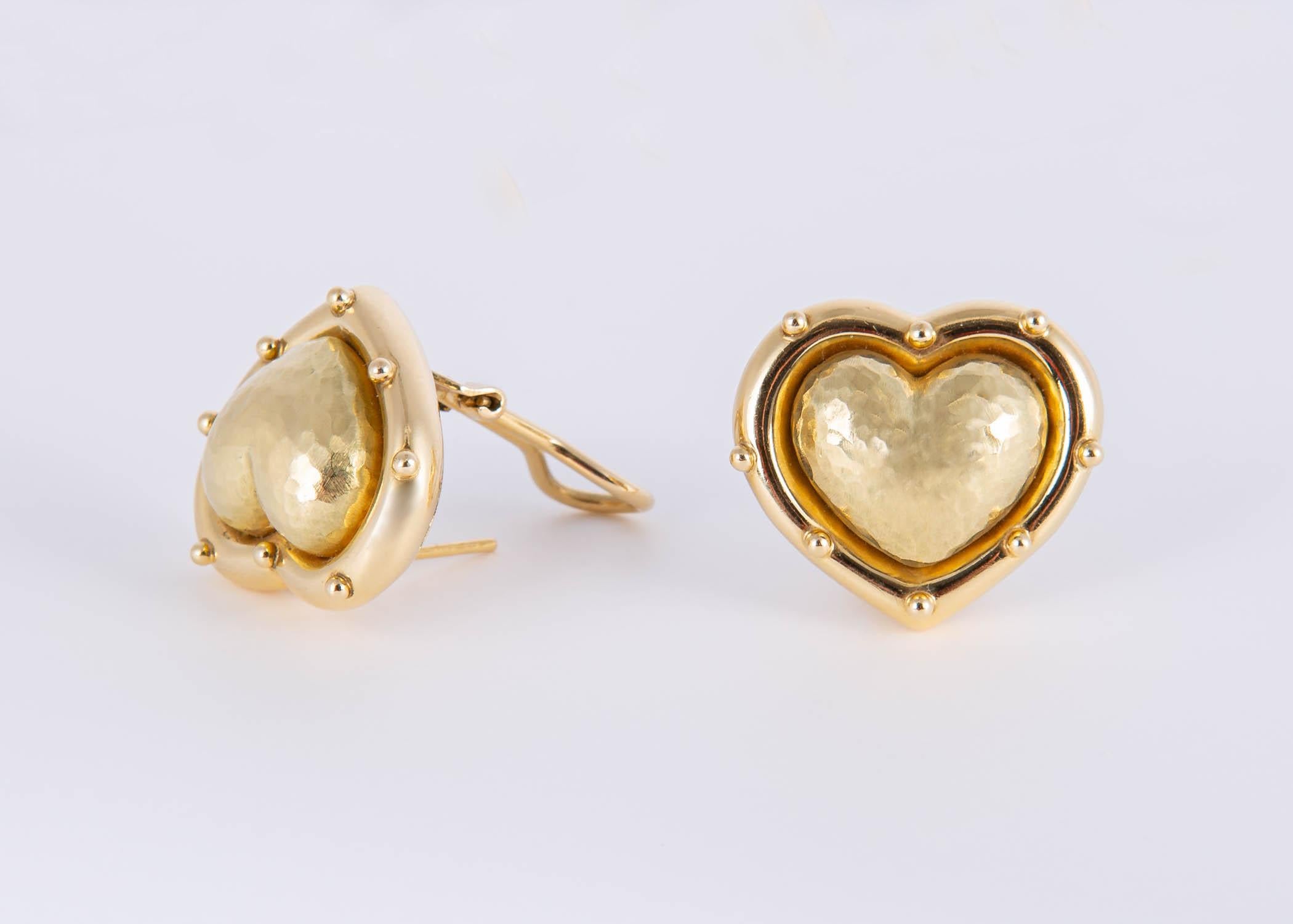 Paloma Picasso for Tiffany & Co. Gold Heart Motif Earrings In Excellent Condition In Atlanta, GA