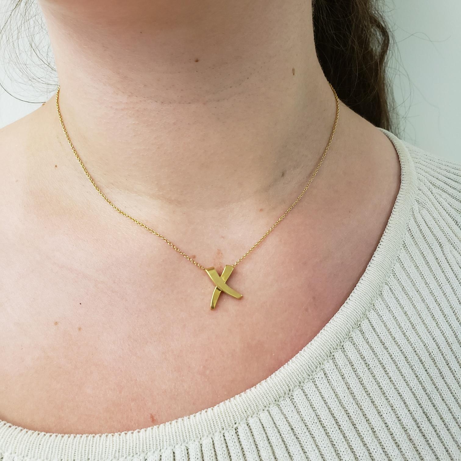 Paloma Picasso for Tiffany & Co. Gold 'X' Necklace In Excellent Condition In New York, NY