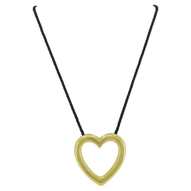 Paloma Picasso for Tiffany & Co. Heart Necklace 18k Gold Diamond Silk Cord