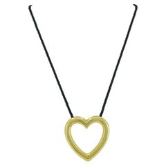 Paloma Picasso for Tiffany & Co. Heart Necklace 18k Gold Diamond Silk Cord