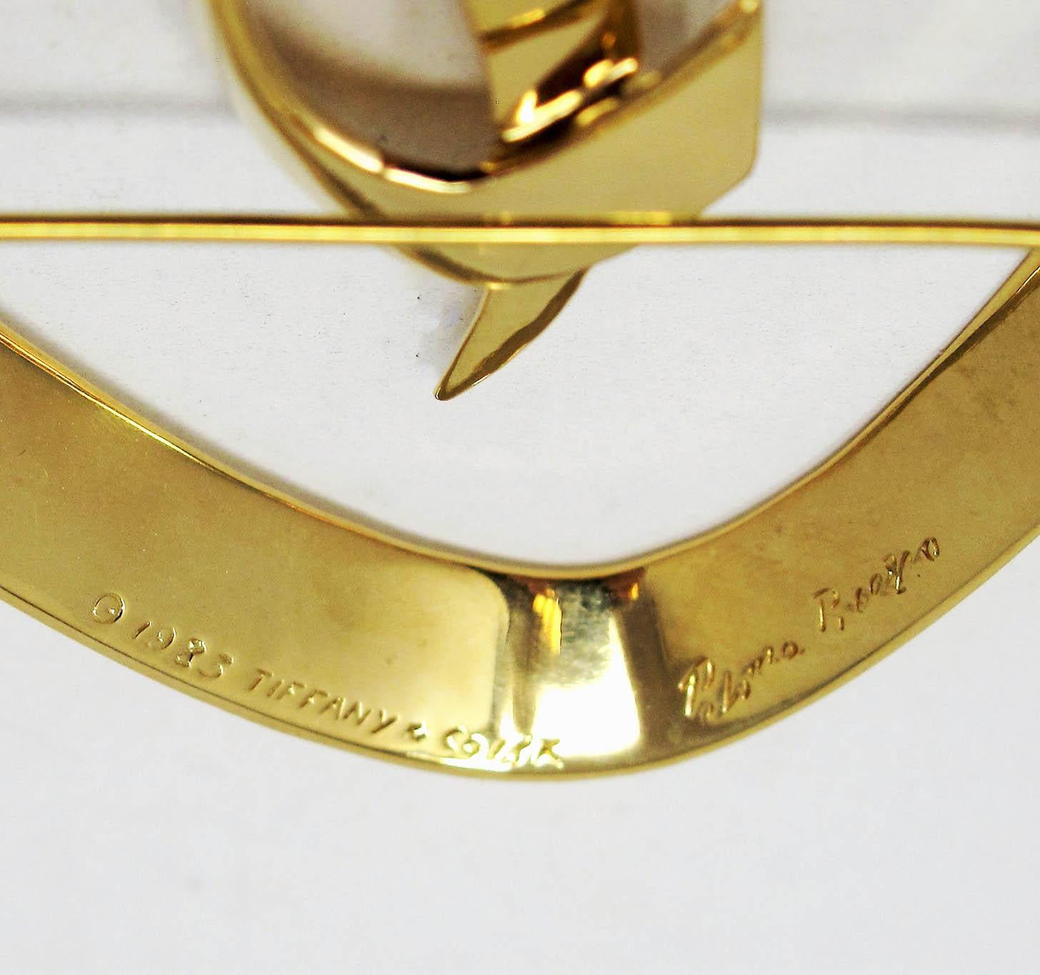 Paloma Picasso pour Tiffany & Co. Grande broche en forme de cœur en or jaune 18 carats en vente 5