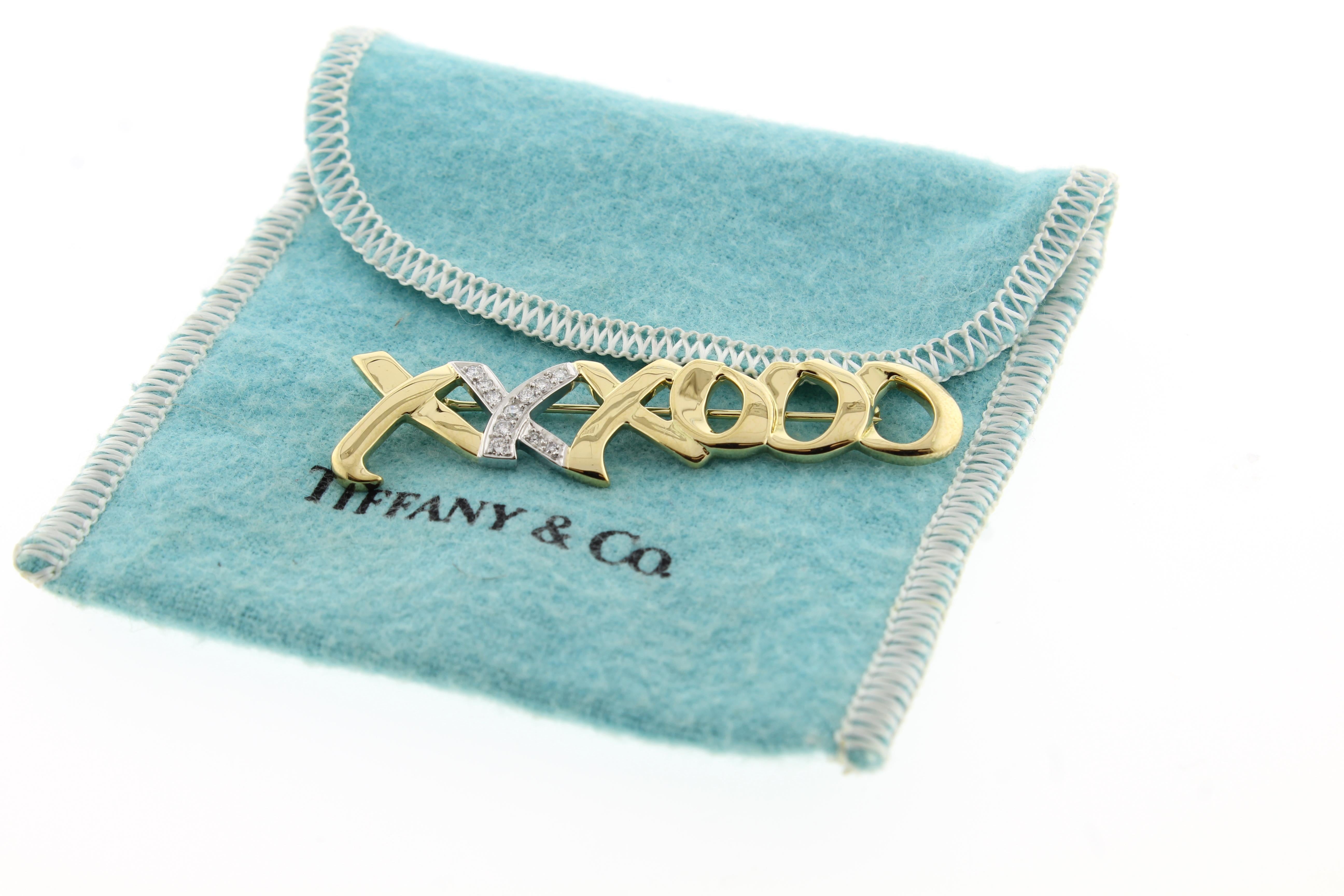 Round Cut Paloma Picasso for Tiffany & Co. Love and Kisses Diamond Brooch