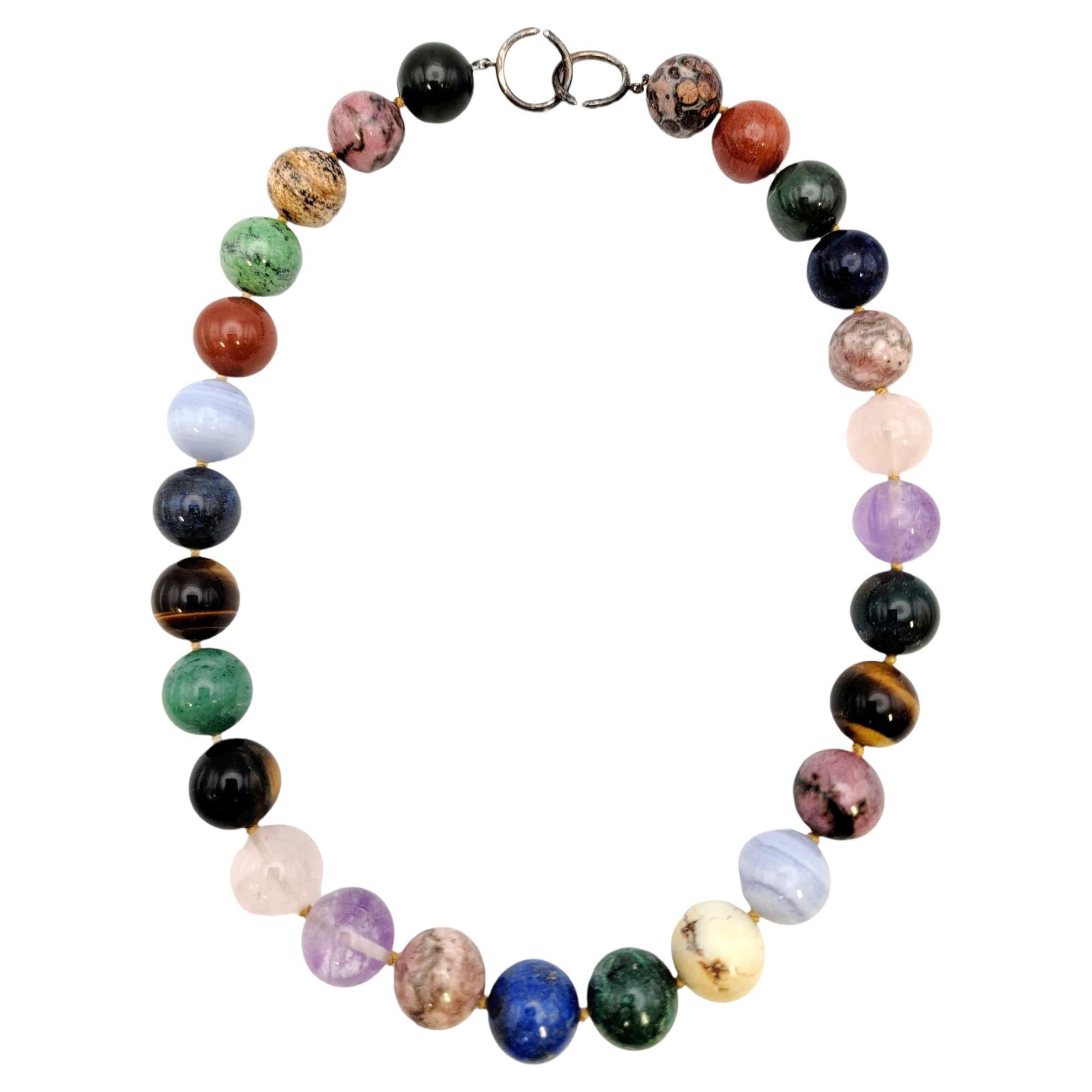 Paloma Picasso for Tiffany & Co. Multi Gemstone Chunky Beaded Necklace Sterling