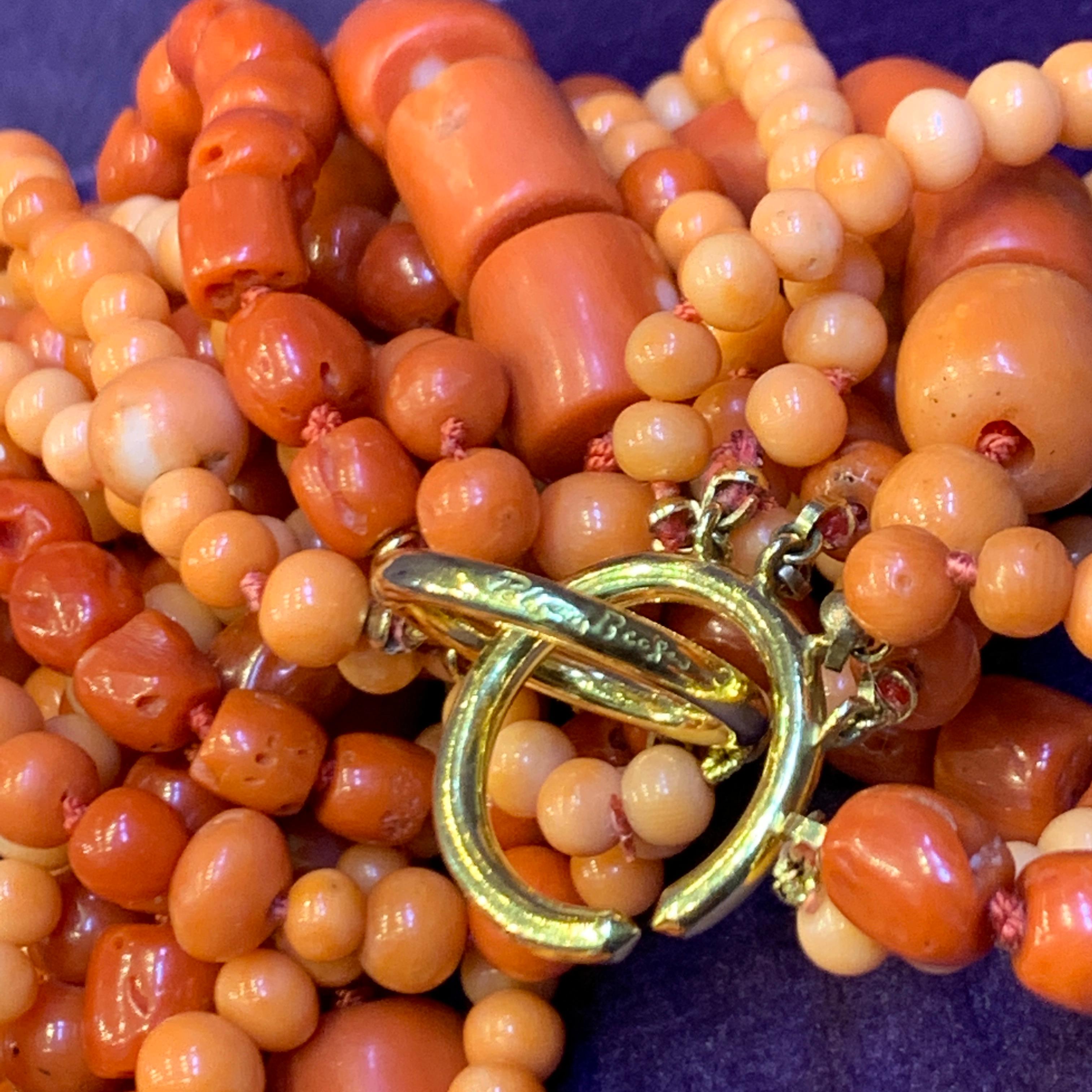 Paloma Picasso for Tiffany & Co. Multi Strand Coral Bead Necklace For Sale 3