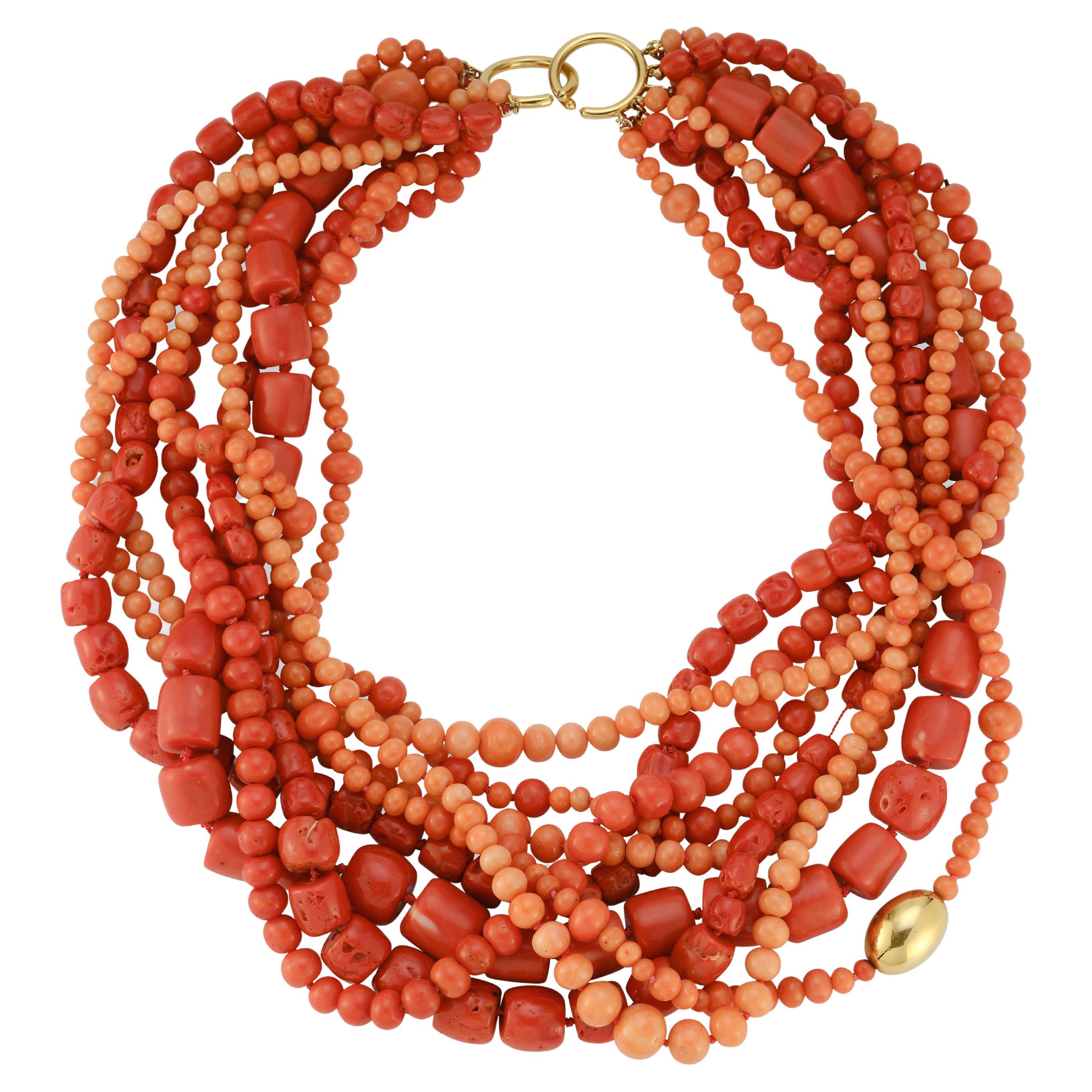 Paloma Picasso for Tiffany & Co. Multi Strand Coral Bead Necklace For Sale