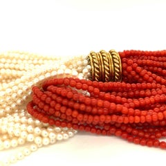 Paloma Picasso for Tiffany & Co. Pearl & Coral Multi-Strand Bead Choker Necklace