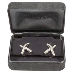 Paloma Picasso for Tiffany & Co. Platinum and Diamond X Kiss Earrings