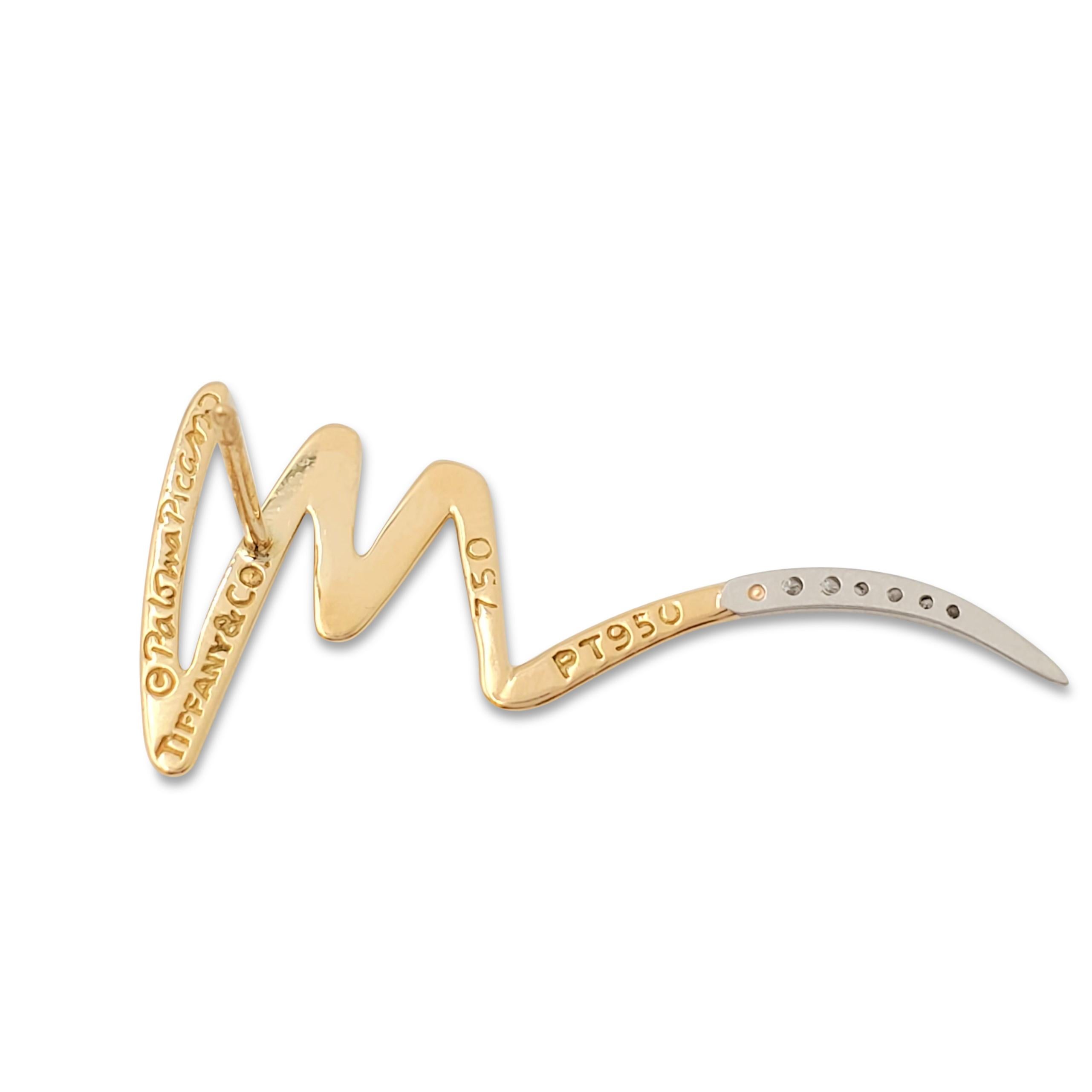 Round Cut Paloma Picasso for Tiffany & Co. Platinum Gold and Diamond Zig-Zag Earrings