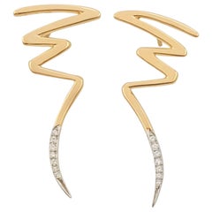 Paloma Picasso for Tiffany & Co. Platinum Gold and Diamond Zig-Zag Earrings