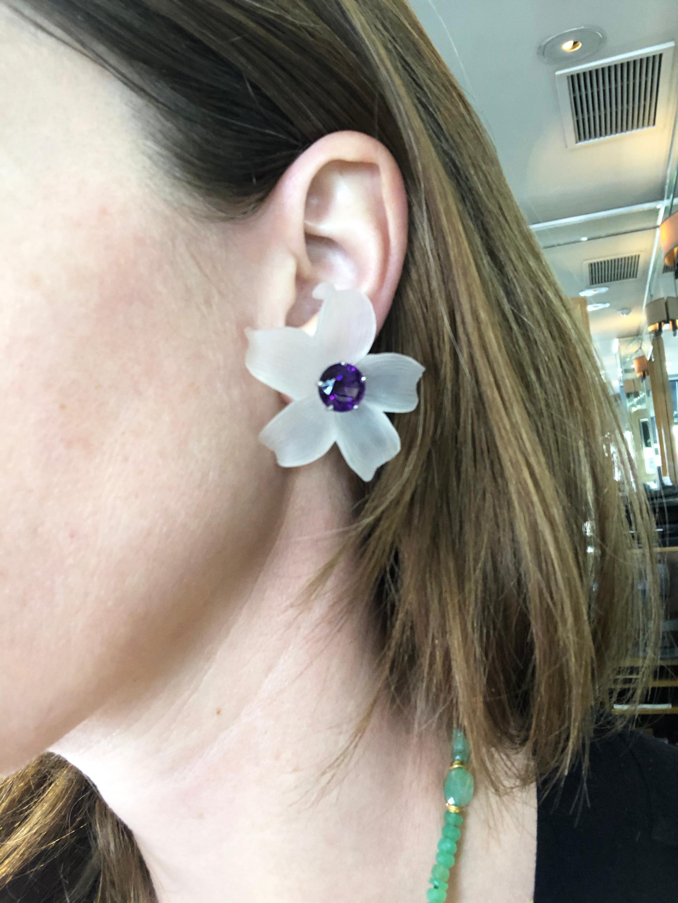 Women's Paloma Picasso for Tiffany & Co. Quartz and Amethyst Flower Earrings