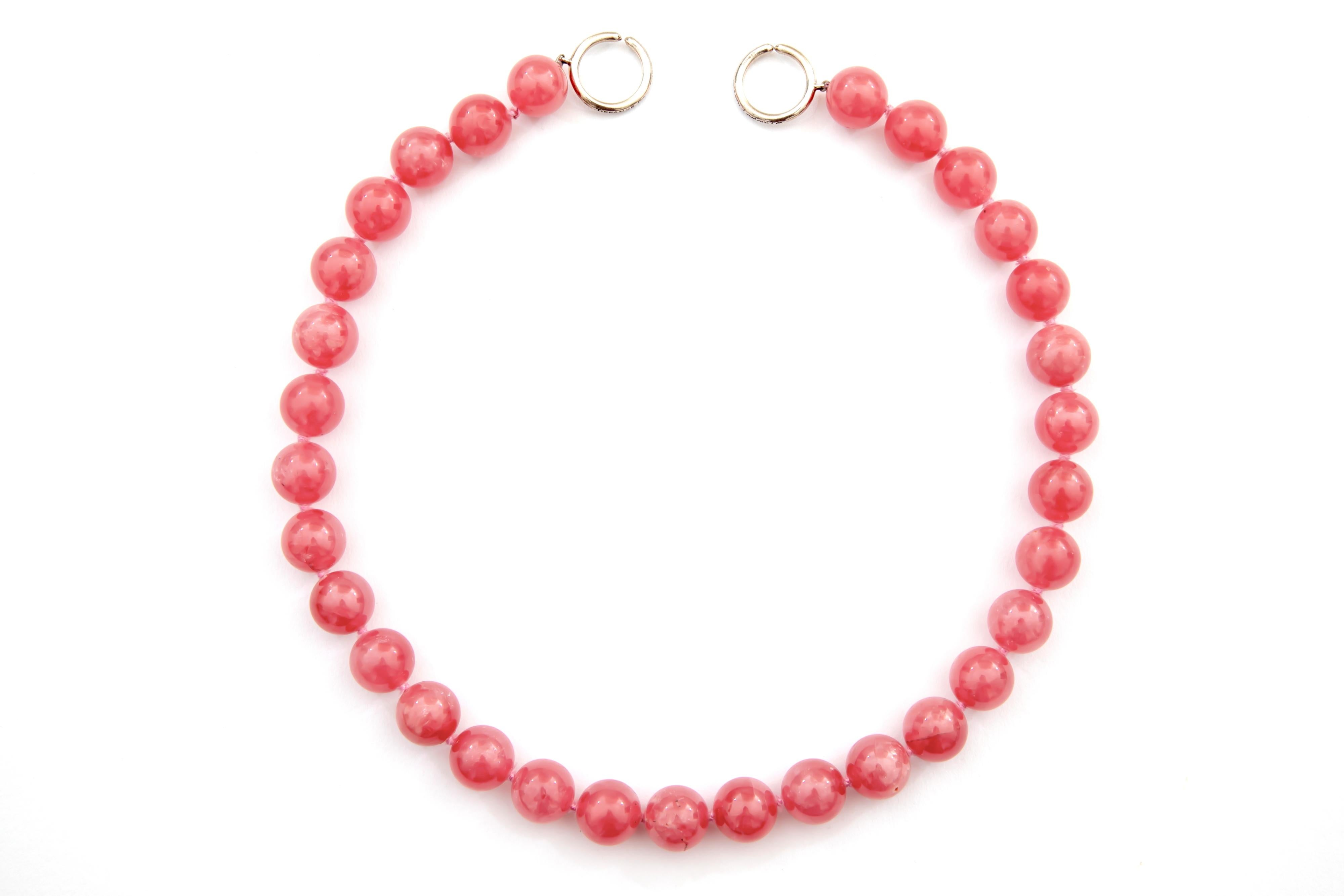 Paloma Picasso for Tiffany & Co. Silver Rhodochrosite Pink Bead Necklace In Good Condition In Dorset, GB