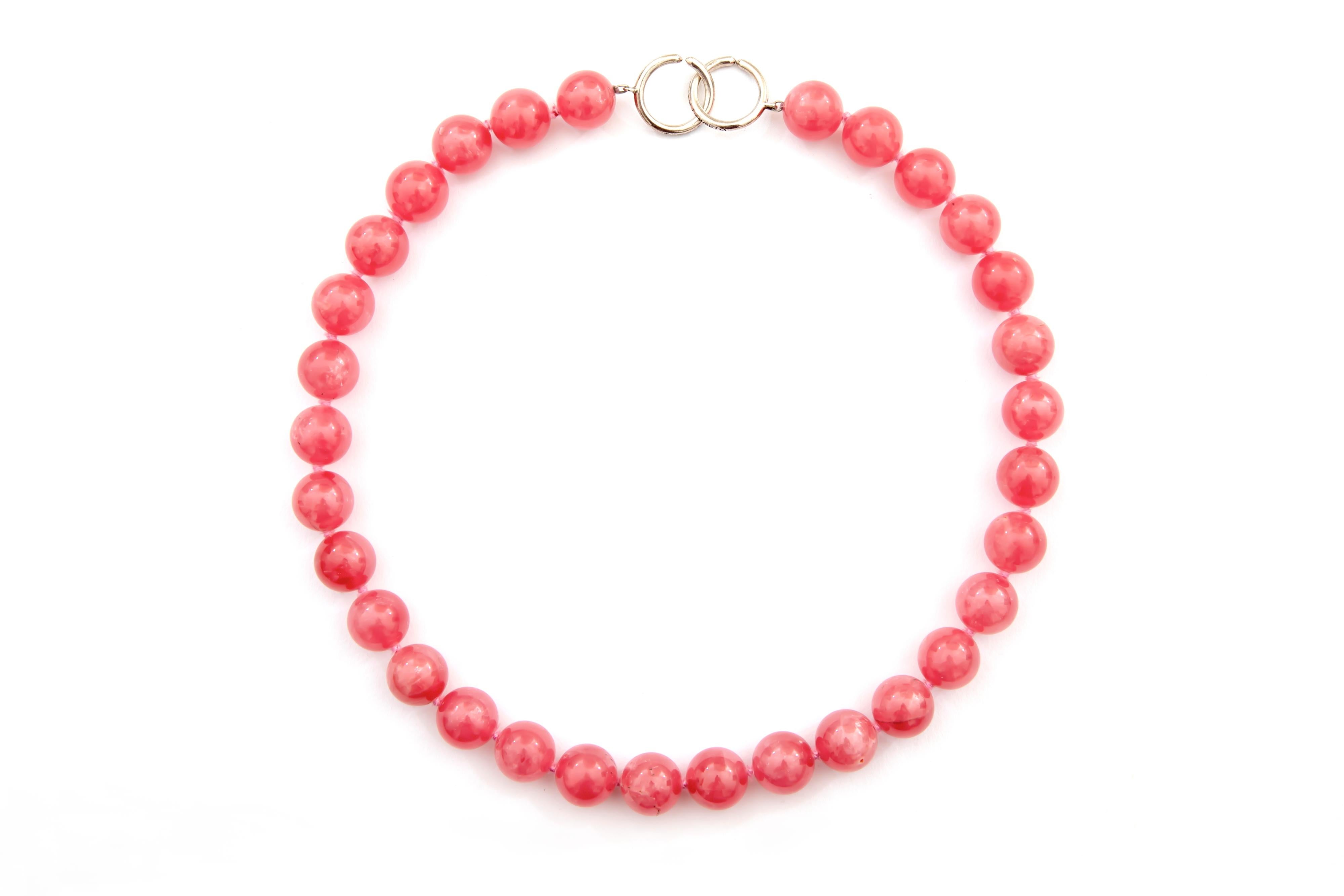 Women's Paloma Picasso for Tiffany & Co. Silver Rhodochrosite Pink Bead Necklace