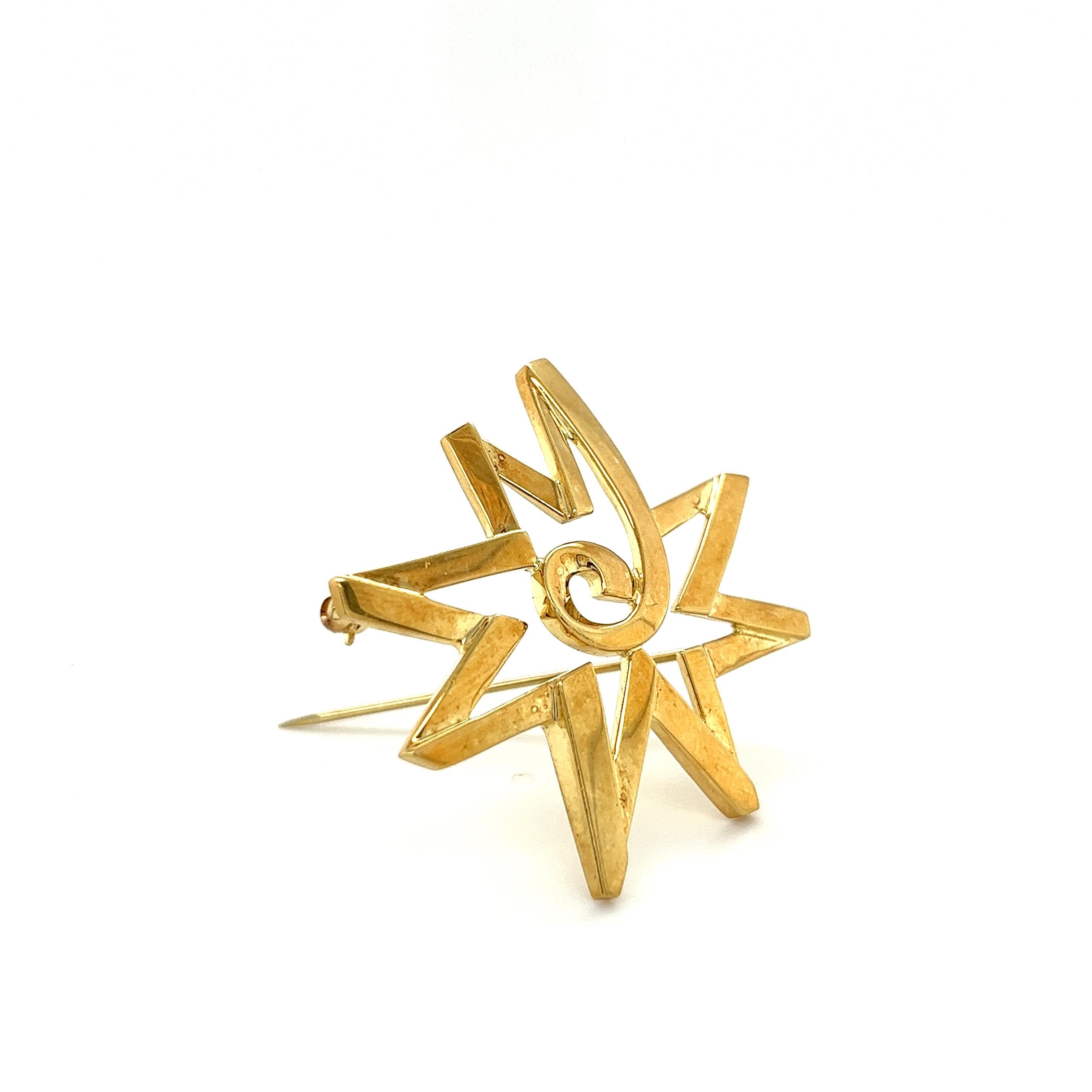 Women's Paloma Picasso For Tiffany & Co. Star Geometric Brooch in 18k Gold For Sale