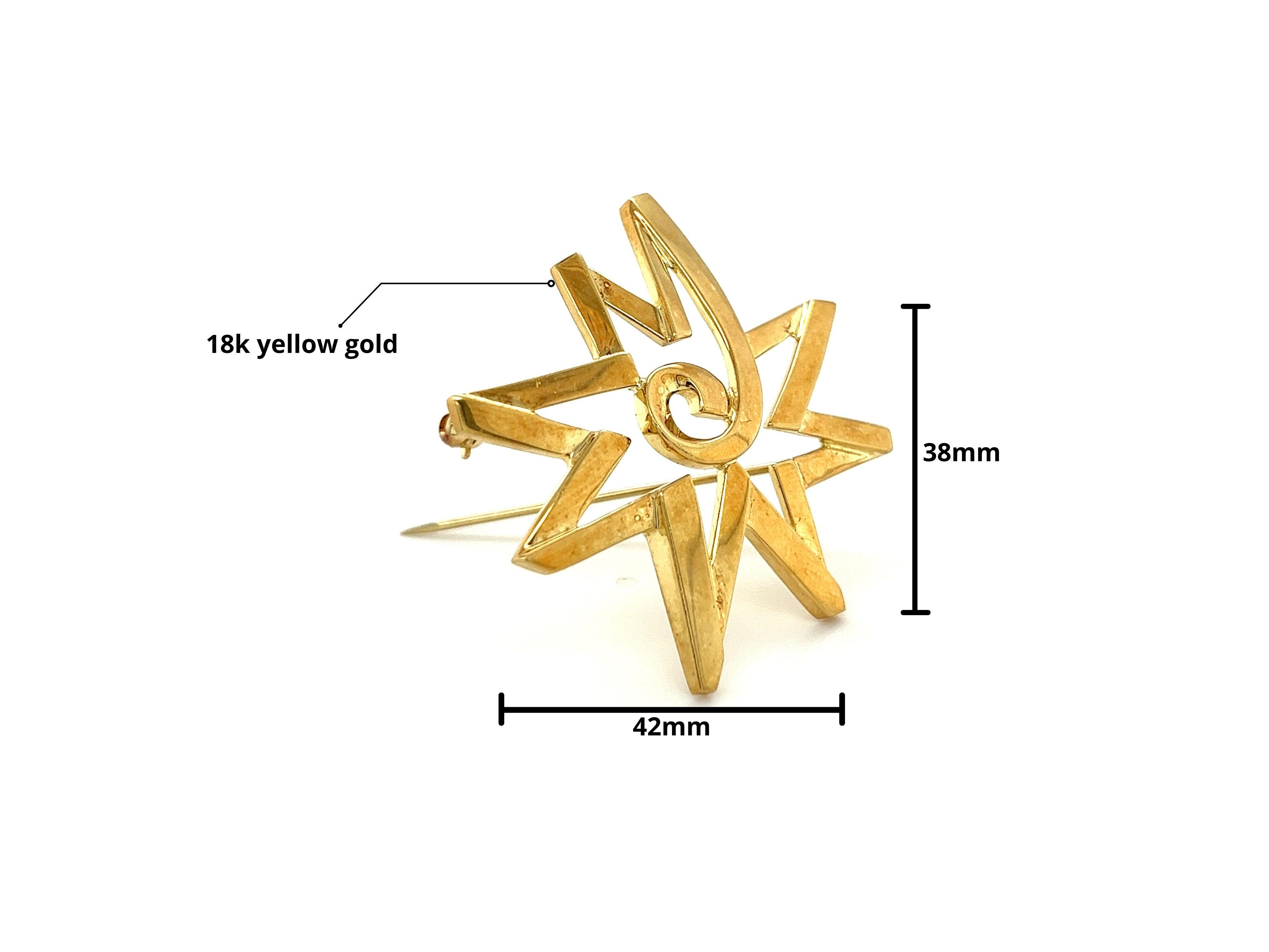 Paloma Picasso For Tiffany & Co. Star Geometric Brooch in 18k Gold For Sale 1