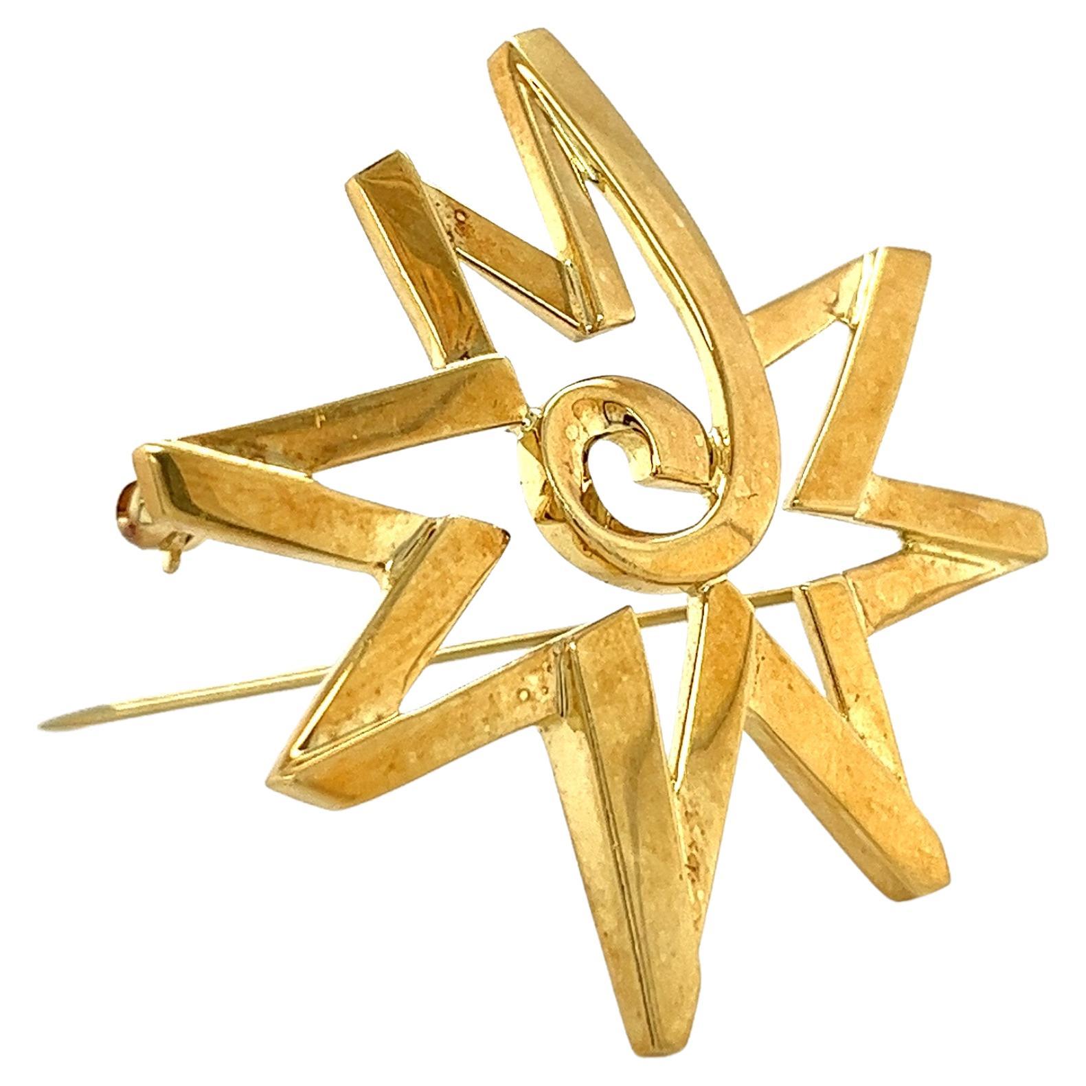 Paloma Picasso For Tiffany & Co. Star Geometric Brooch in 18k Gold For Sale