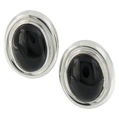 Paloma Picasso pour Tiffany & Co. Boucles d'oreilles en argent sterling et onyx noir