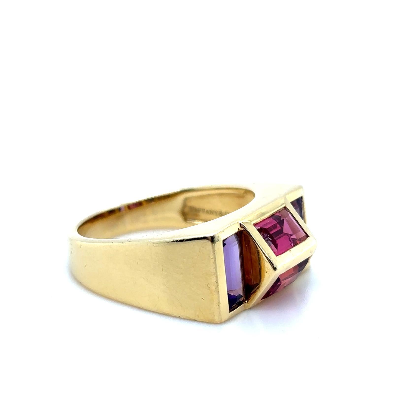 Baguette Cut Paloma Picasso for Tiffany & Co Tourmaline 18 Karat Yellow Gold Ring For Sale