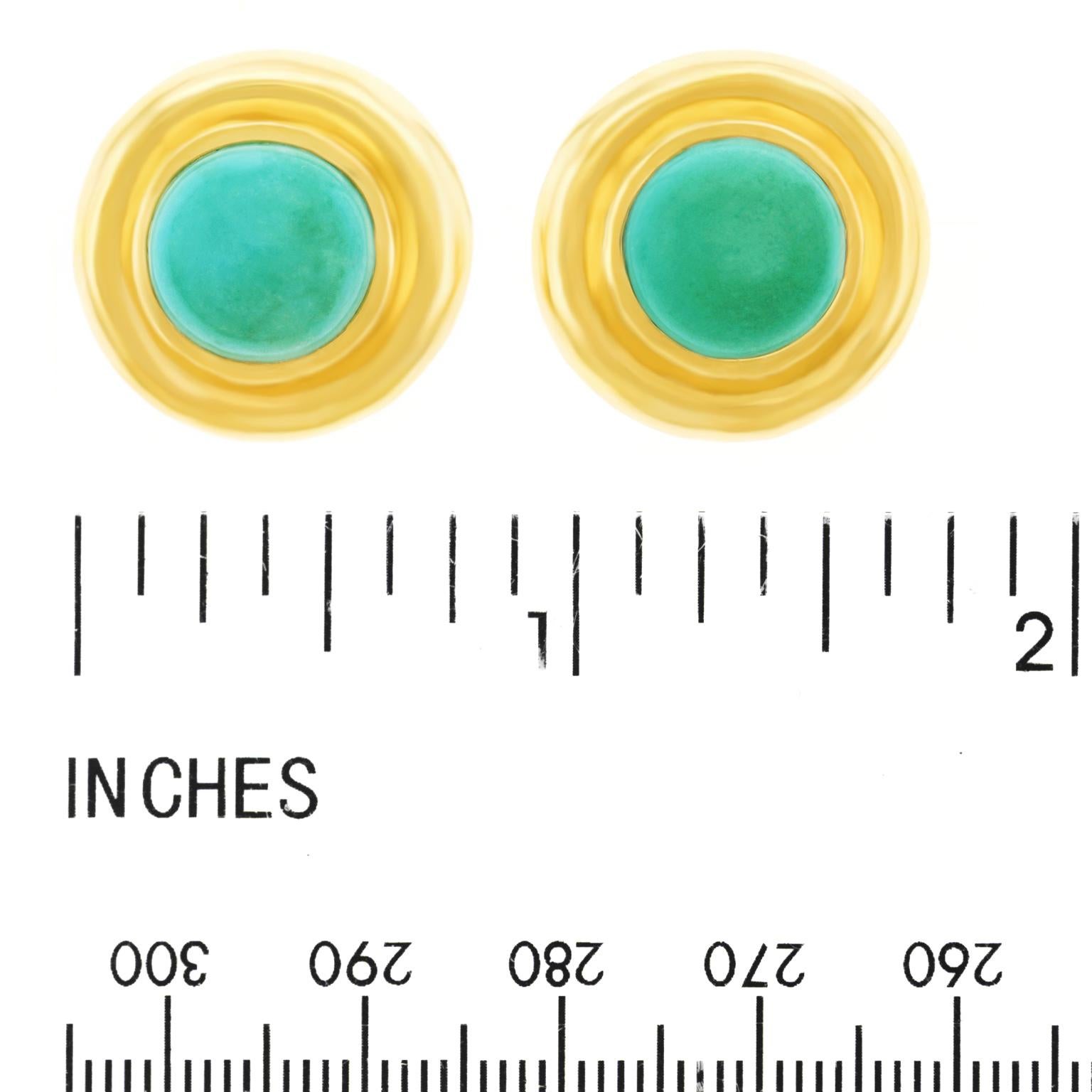 Paloma Picasso for Tiffany & Co. Turquoise Set Gold Earrings 2