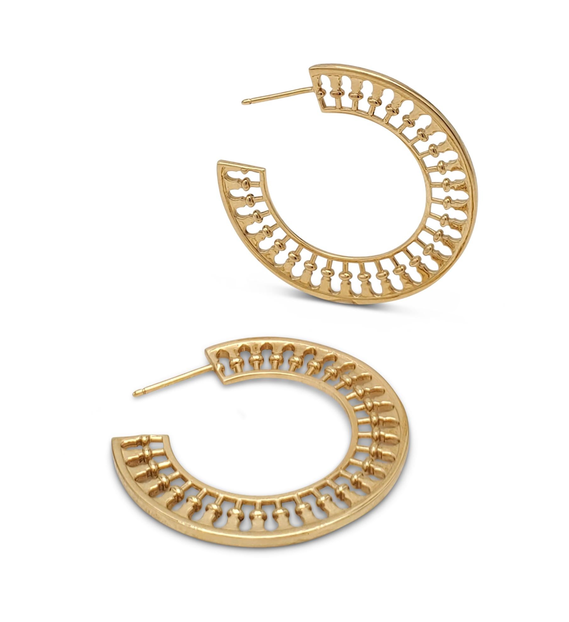 Paloma Picasso for Tiffany & Co. 'Venezia Stella' Gold Hoop Earrings In Excellent Condition In New York, NY