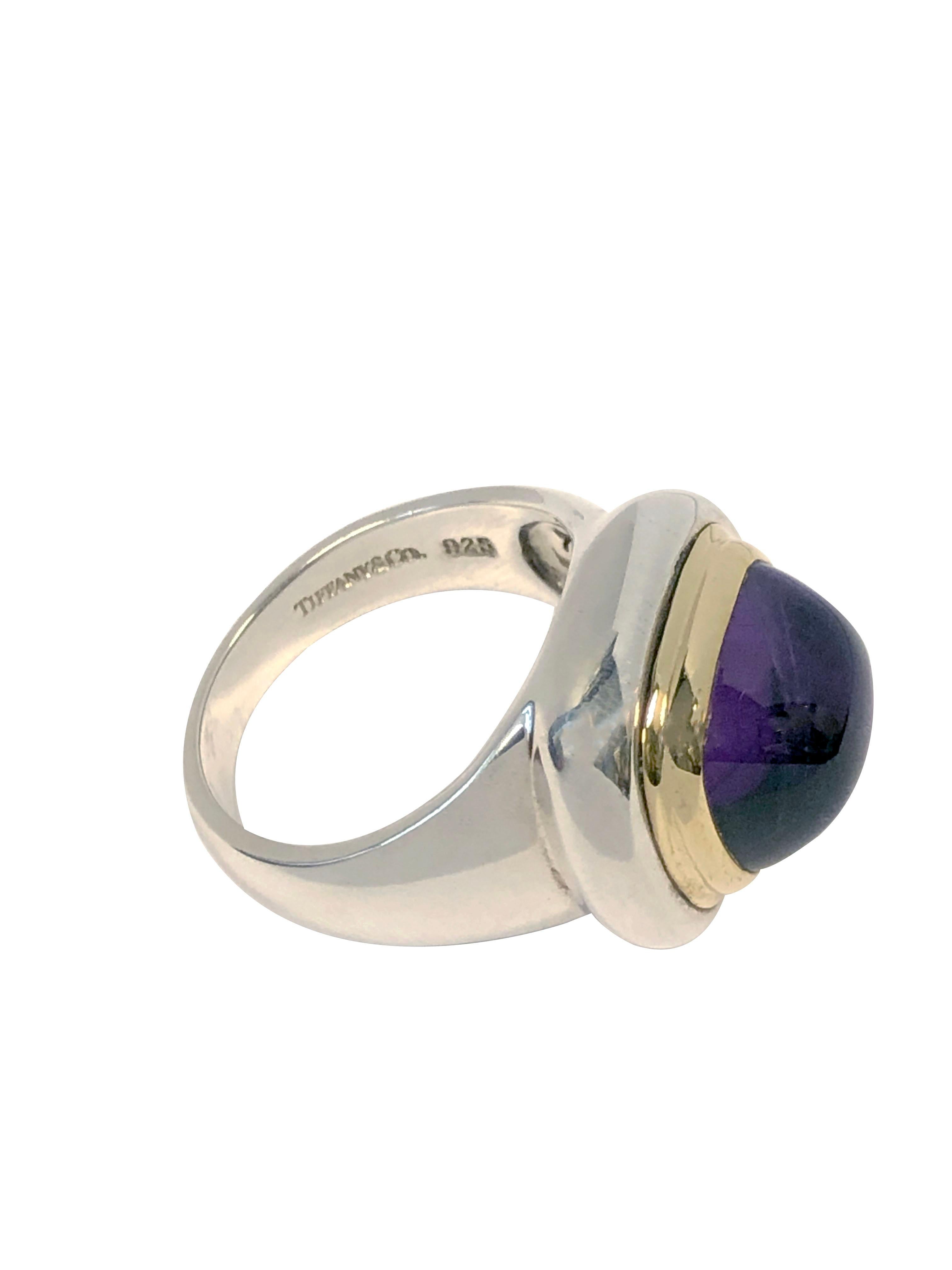 Cabochon Paloma Picasso for Tiffany & Co. Vintage 18k Silver and Amethyst Ring