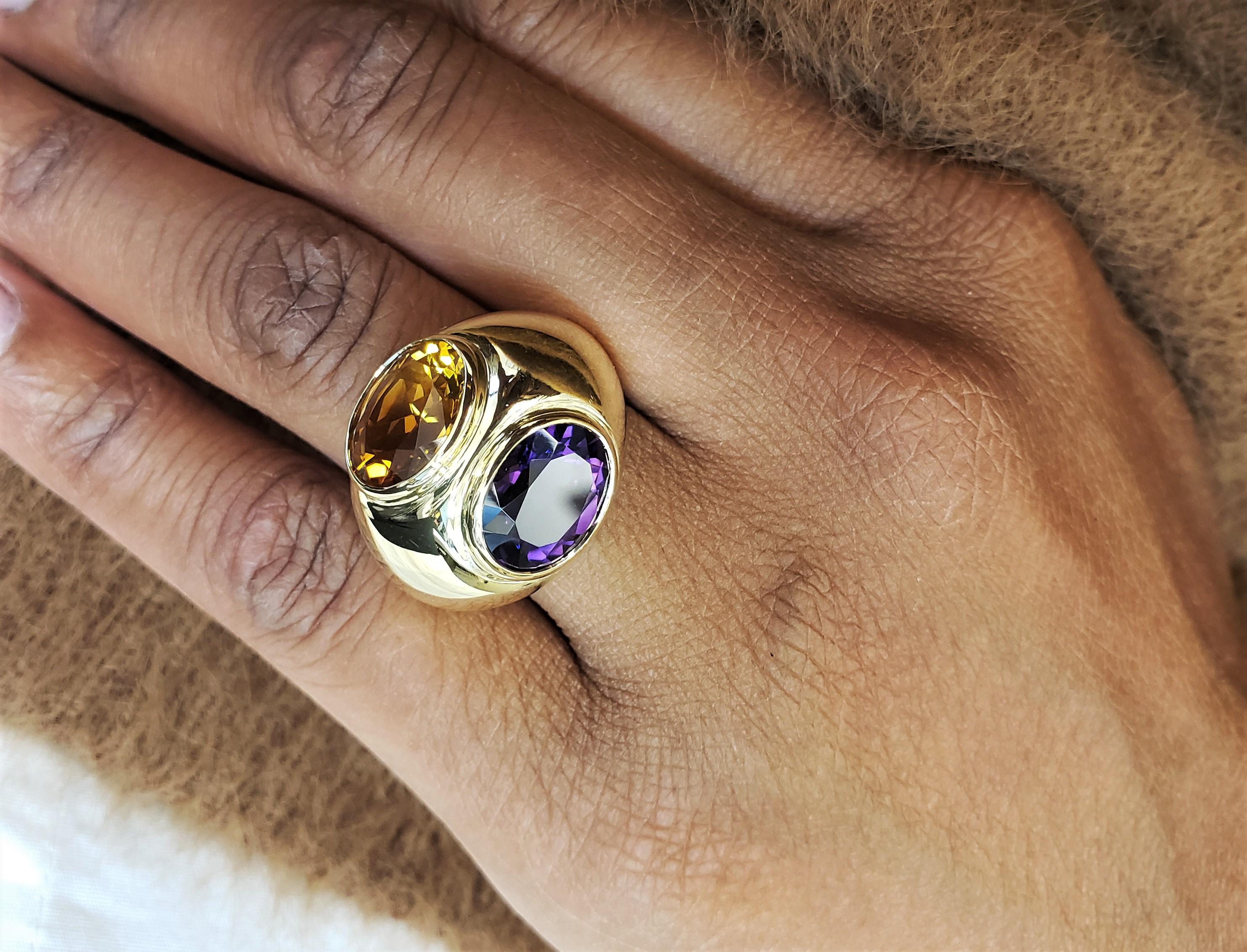 Paloma Picasso for Tiffany & Co. Yellow Gold Amethyst and Citrine Bombé Ring 2