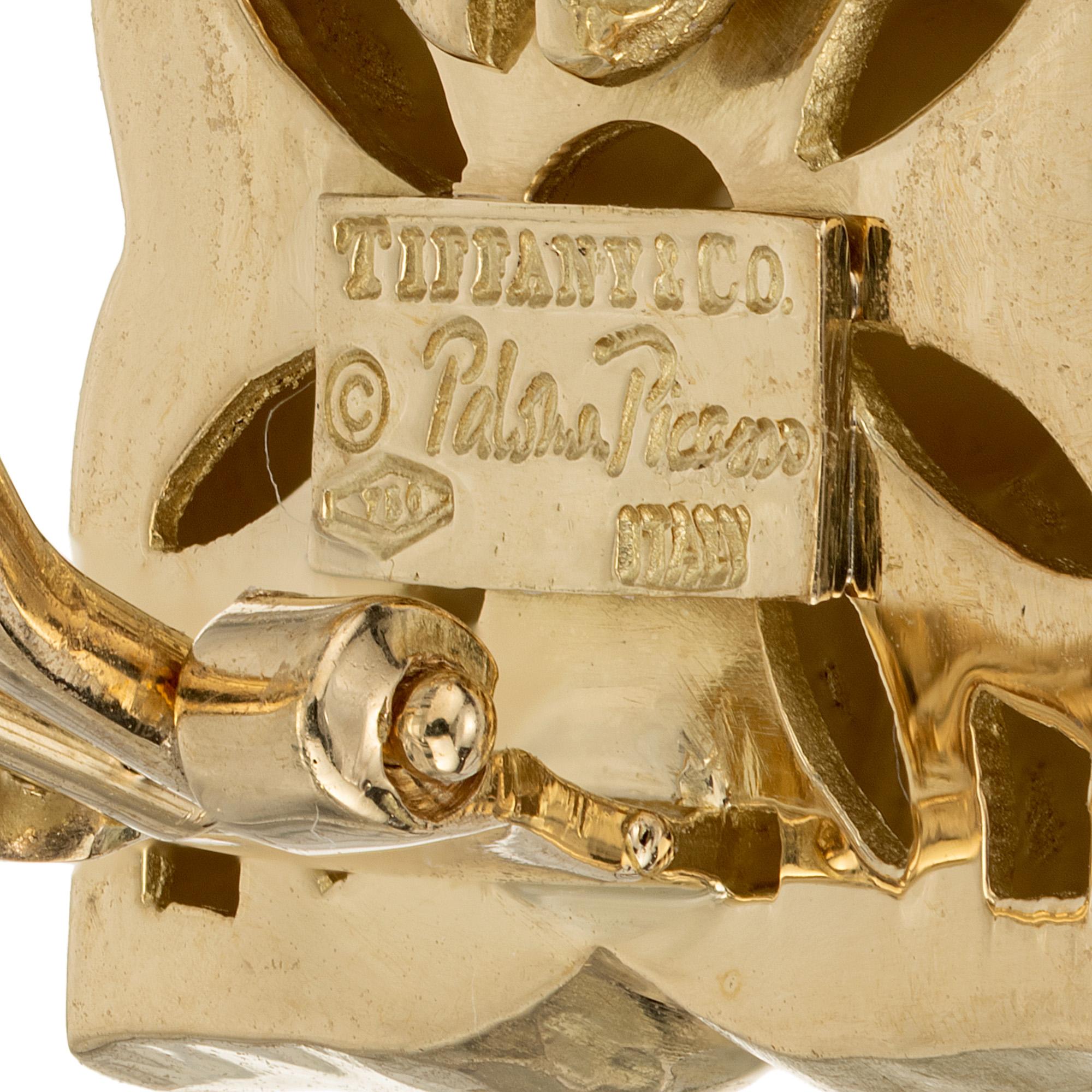 Paloma Picasso for Tiffany & Co. Yellow Gold Flower Clip Post Earrings in vendita 1