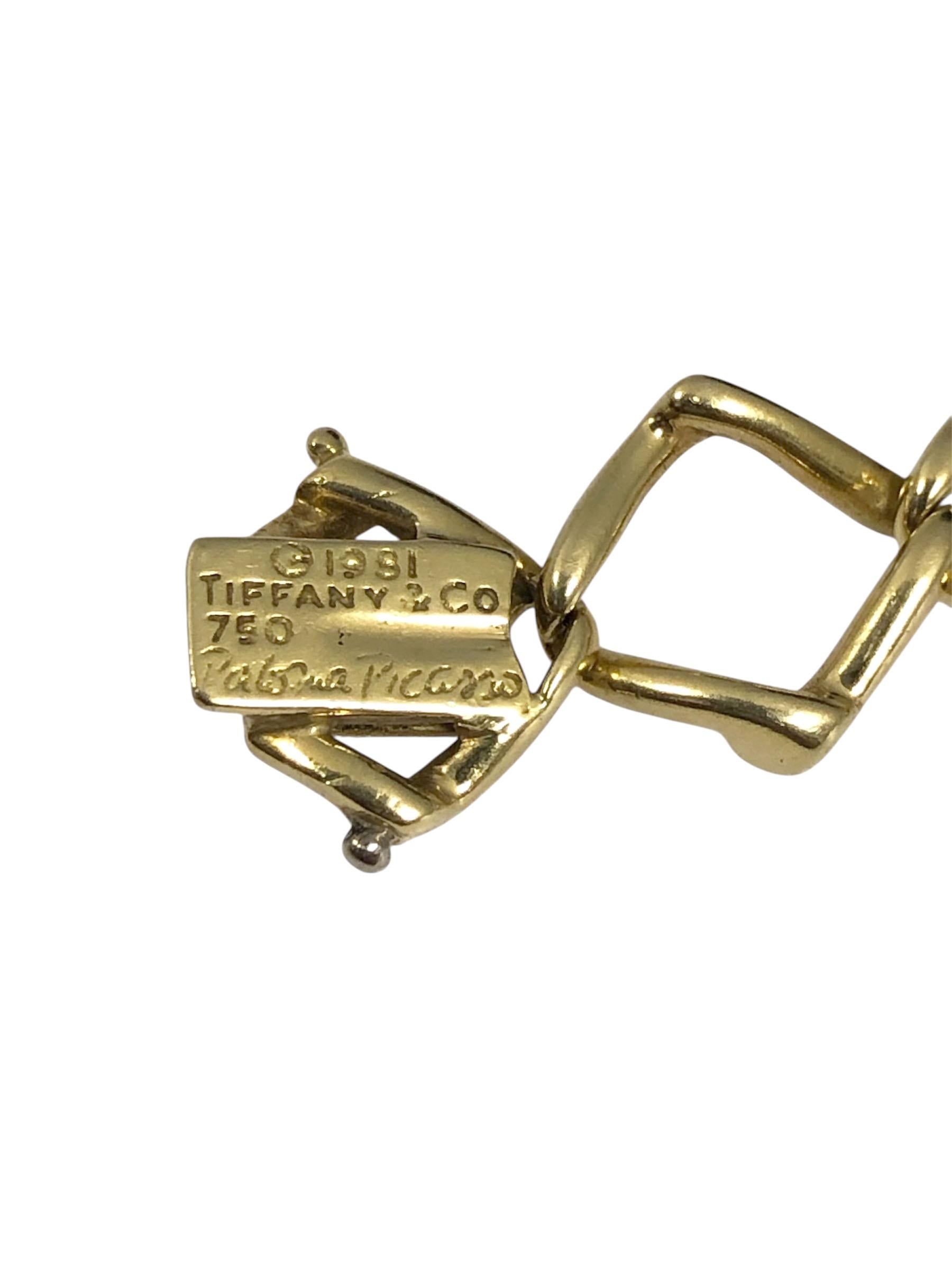 Paloma Picasso pour Tiffany & Company Bracelet vintage en or jaune et diamants Excellent état - En vente à Chicago, IL