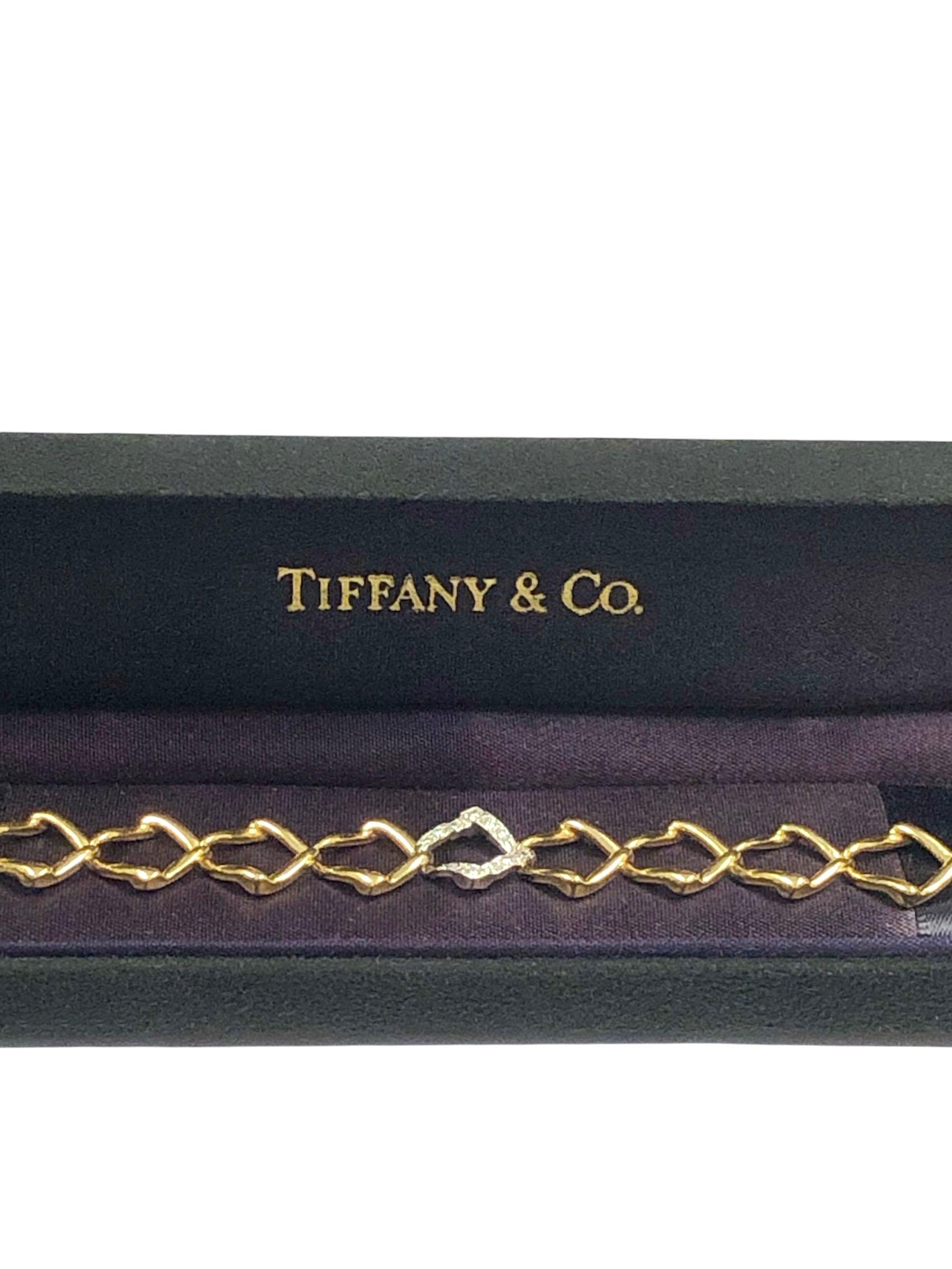 Paloma Picasso pour Tiffany & Company Bracelet vintage en or jaune et diamants Unisexe en vente