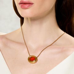 Paloma Picasso for Tiffany Fire Opal and 18k Gold Necklace Circa 1981