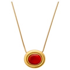 Paloma Picasso for Tiffany Fire Opal and 18k Gold Necklace Circa 1981
