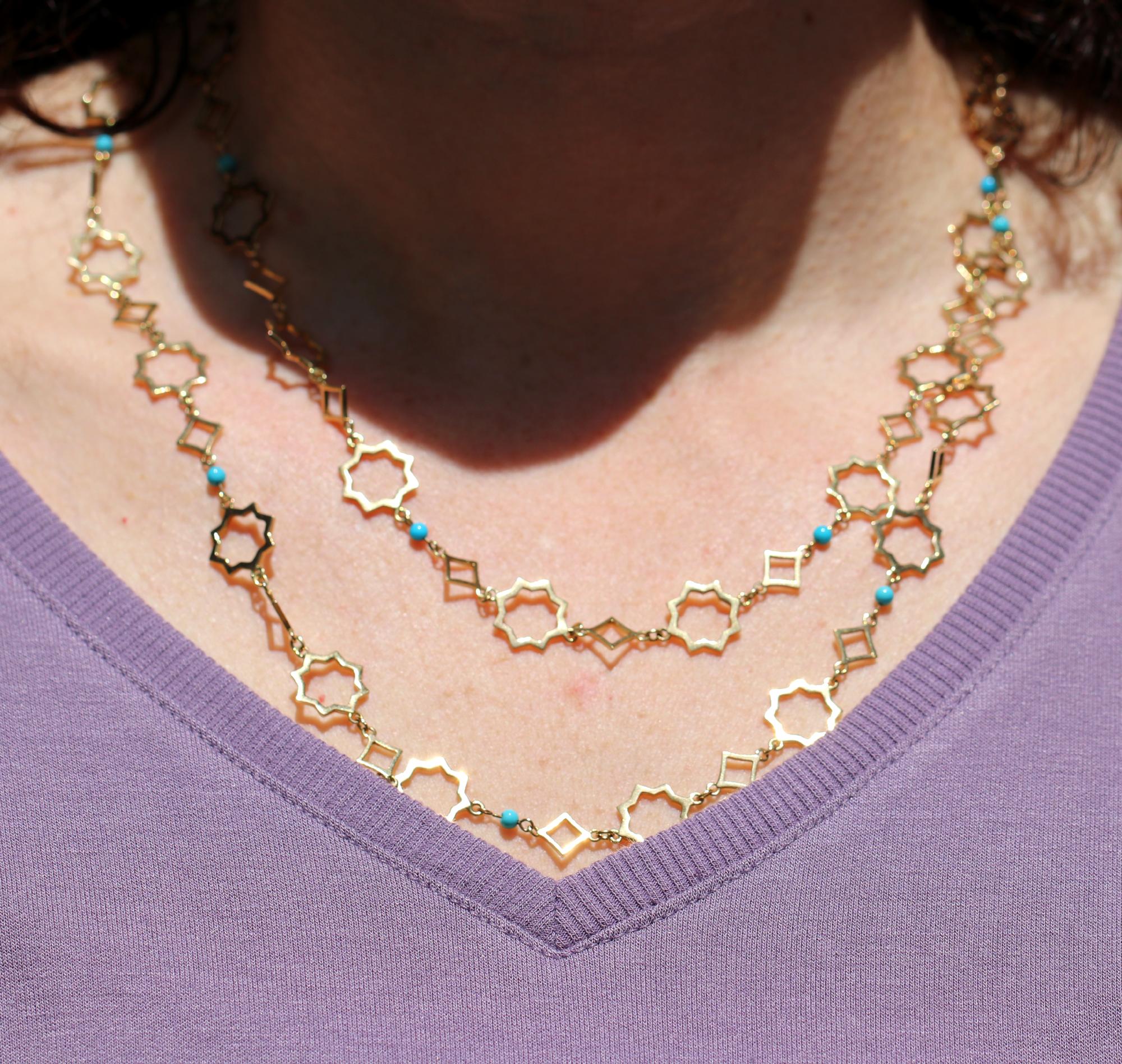Paloma Picasso for Tiffany & Co. Marrakesh Gold Necklace with Turquoise Beads In Good Condition In Palm Beach, FL